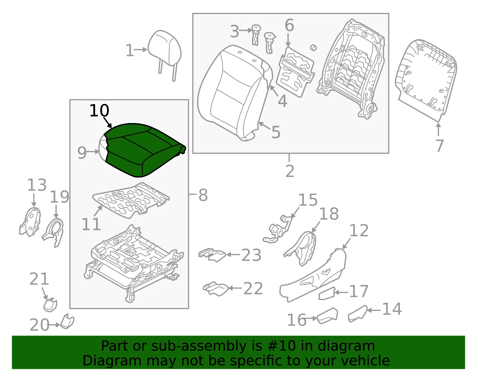 Cushion Cover - Driver's Side (LH) - Kia (88180-1U070SAN) - view 2