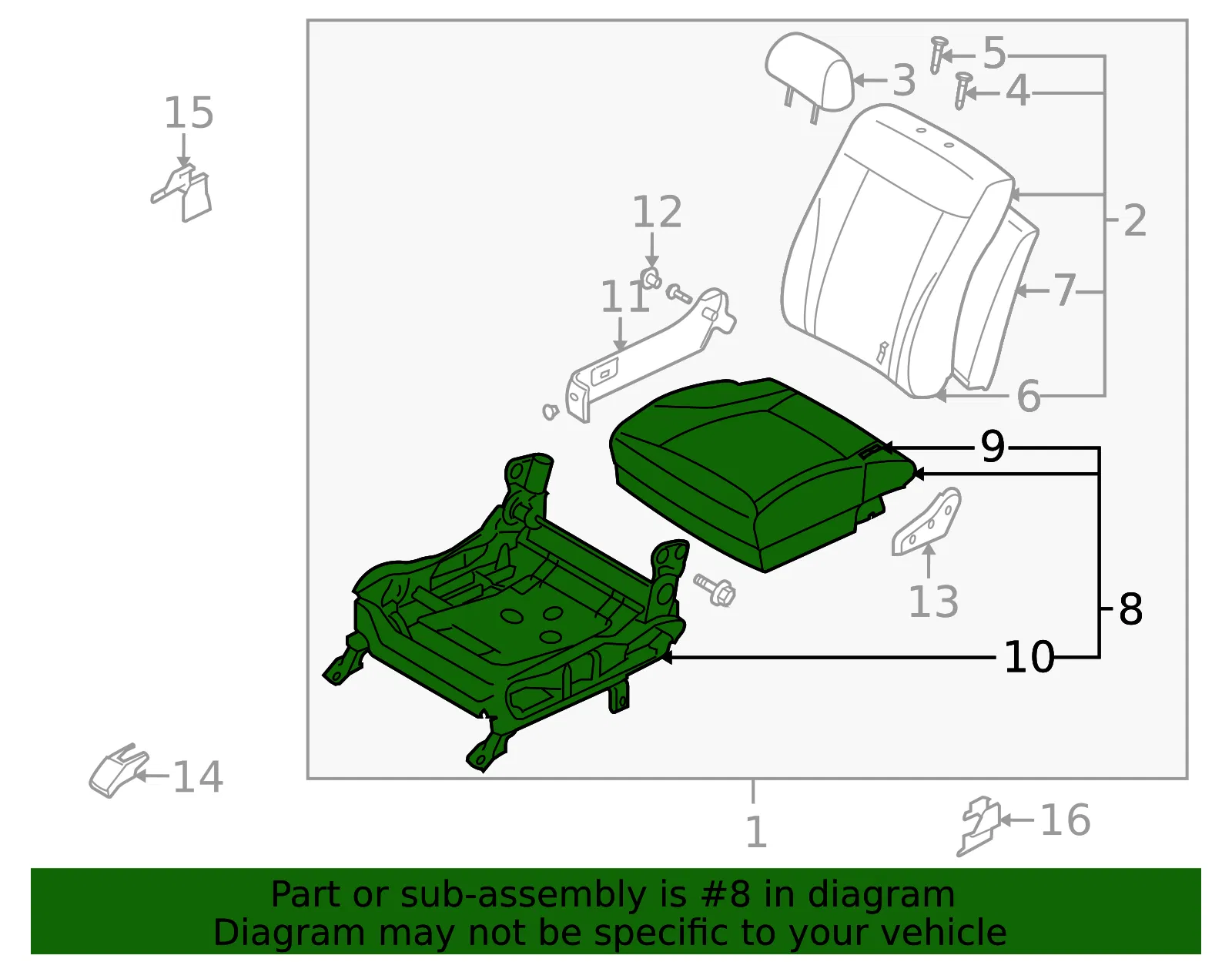 Cushion Assembly - Kia (88200-3F401NF3) - view 2