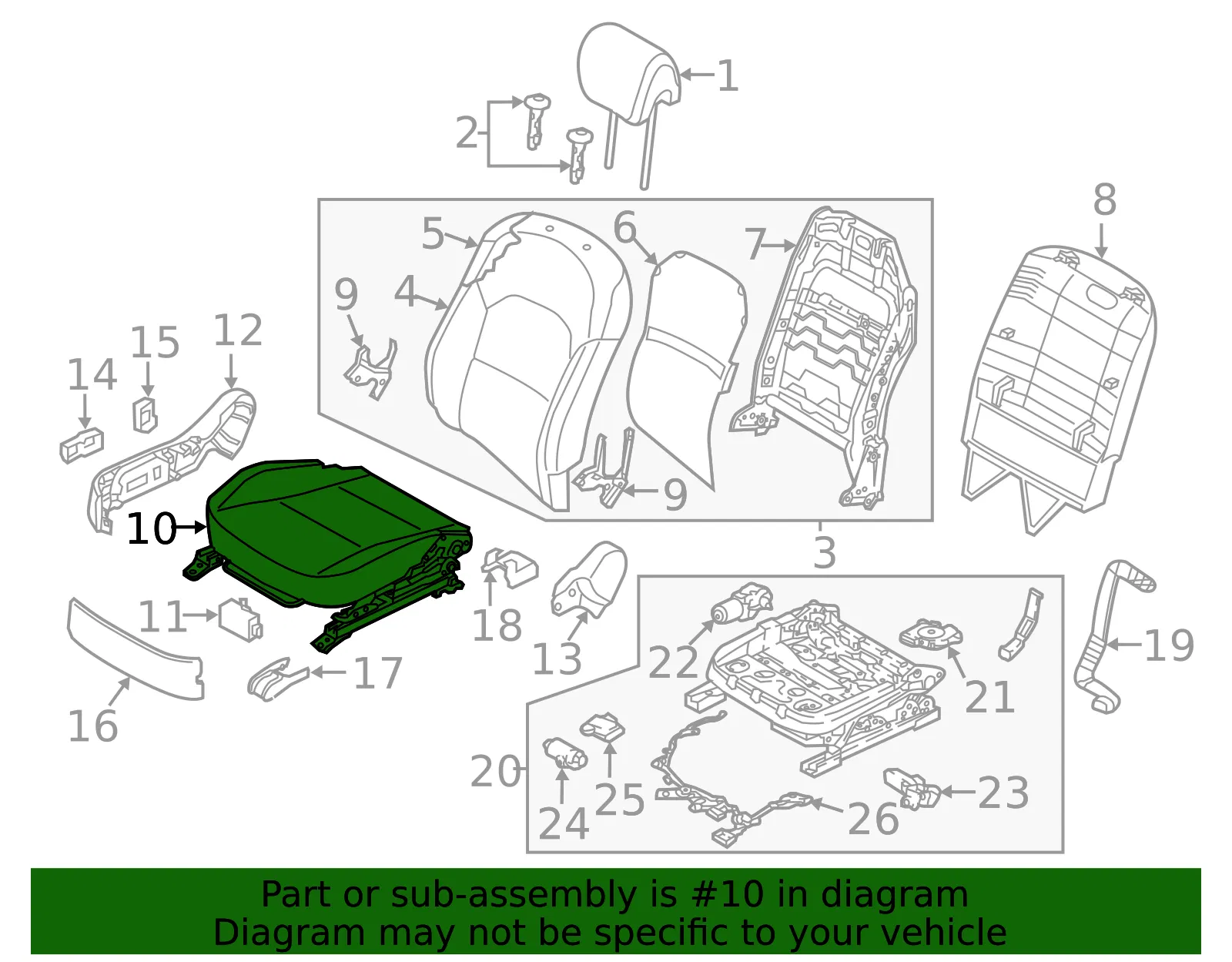 Cushion Assembly - Kia (88200-3RBM0GXT) - view 2