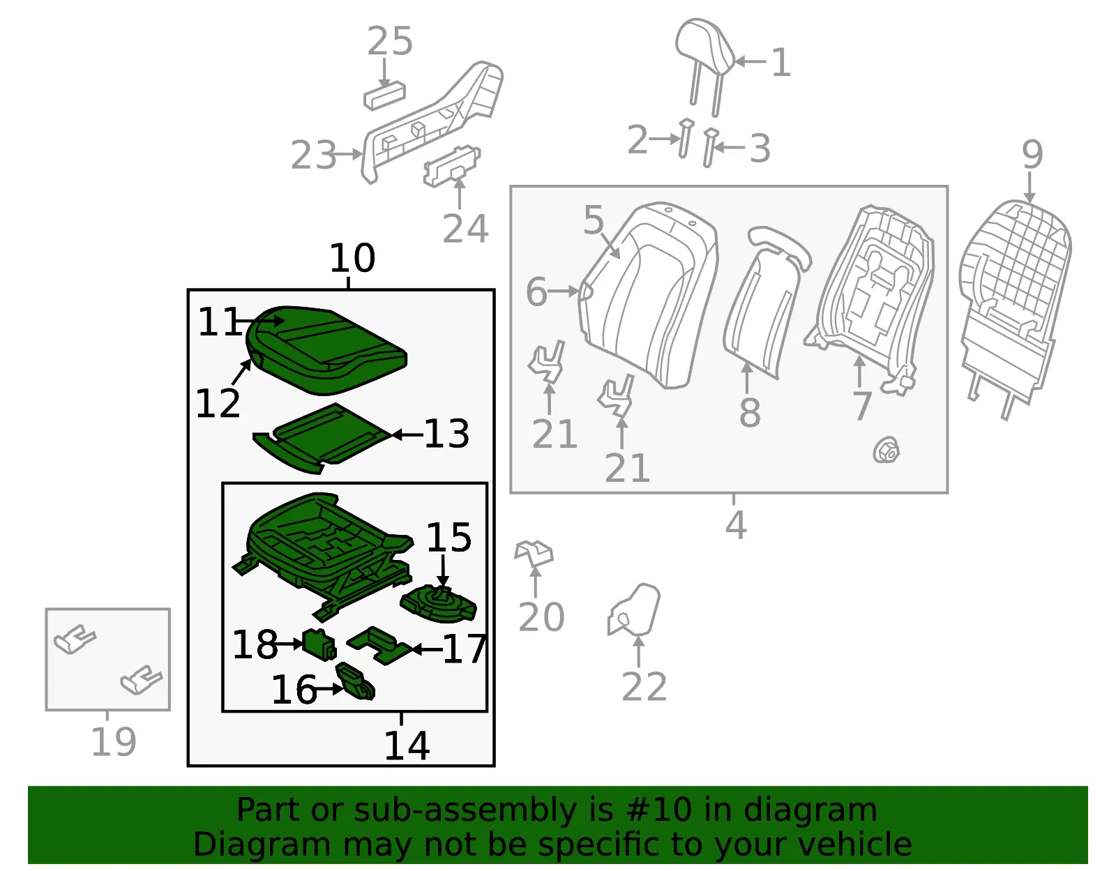 Cushion Assembly - Kia (88200-4C090AN3) - view 2