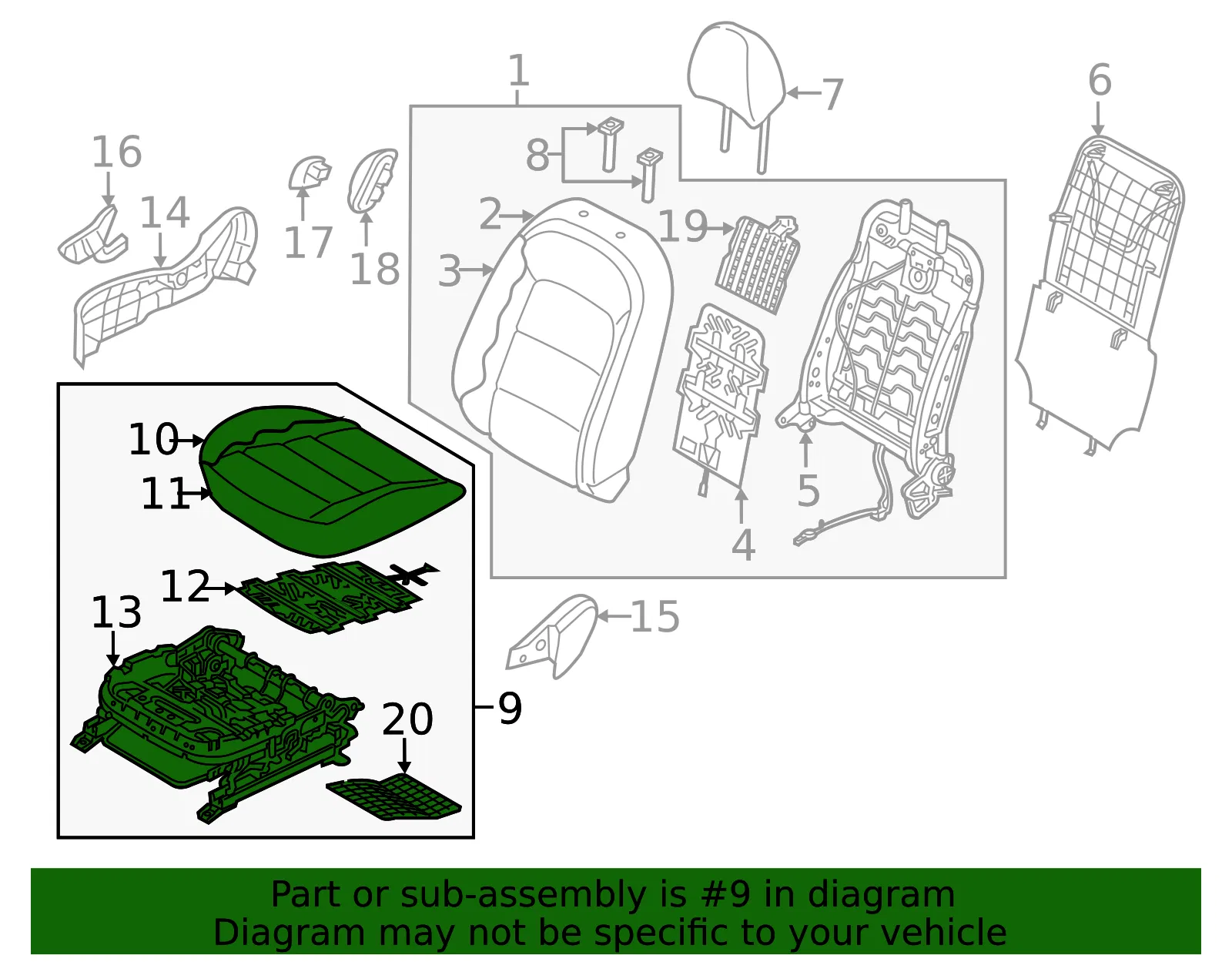 Cushion Assembly - Kia (88200-A7890KKE) - view 2