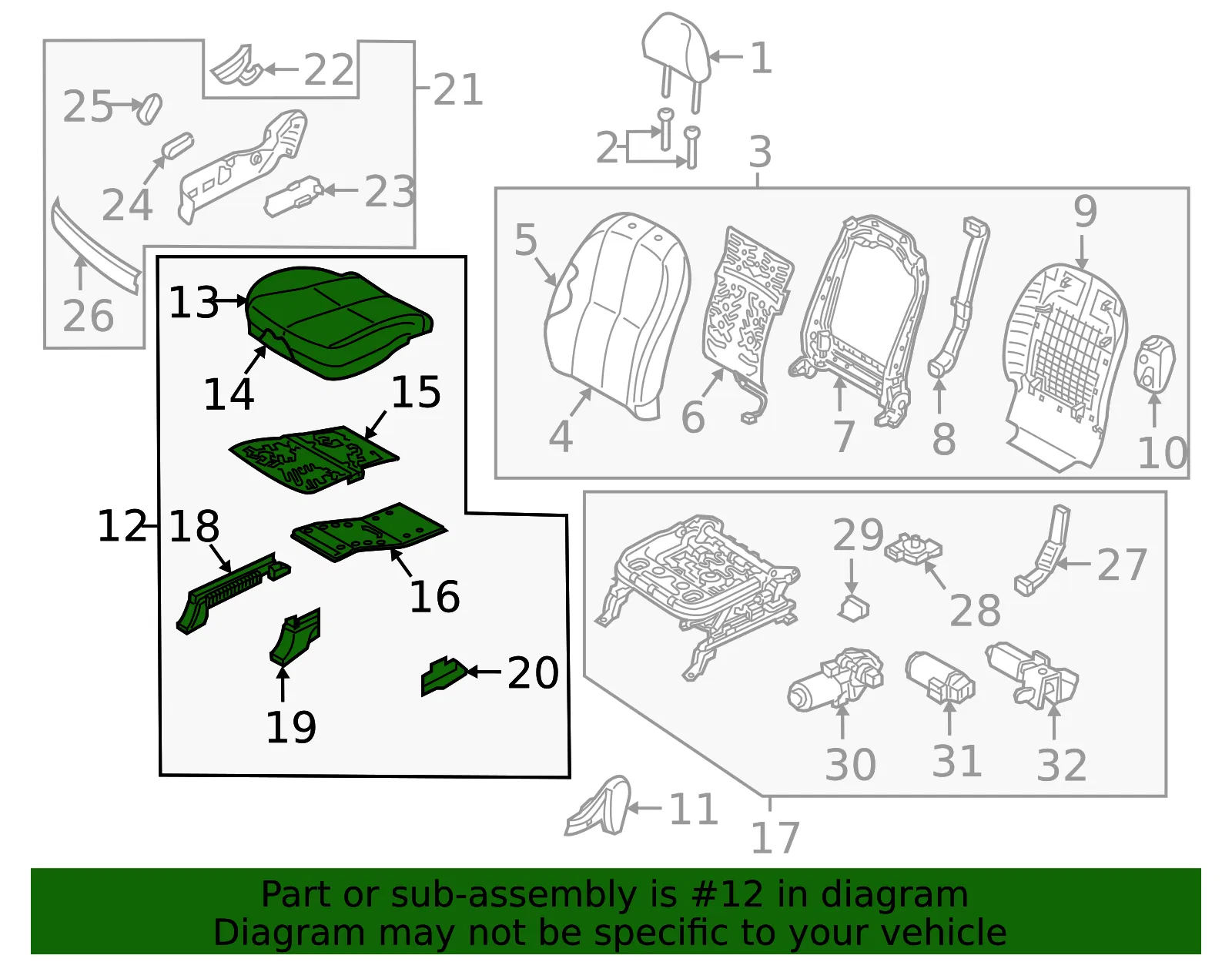 Seat Cushion - Kia (88200-A9640DLA) - view 2