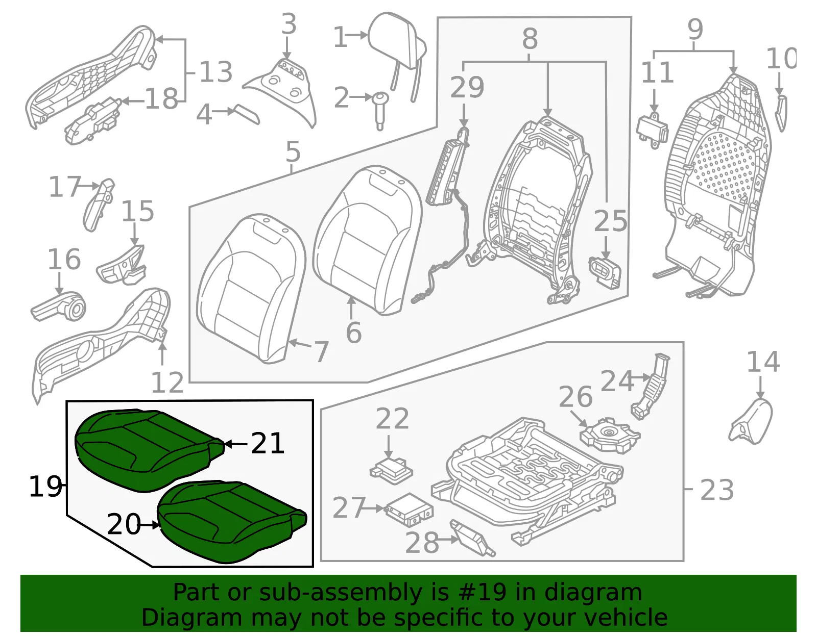 Cushion Assembly - Kia (88200-AT040AUZ) - view 2