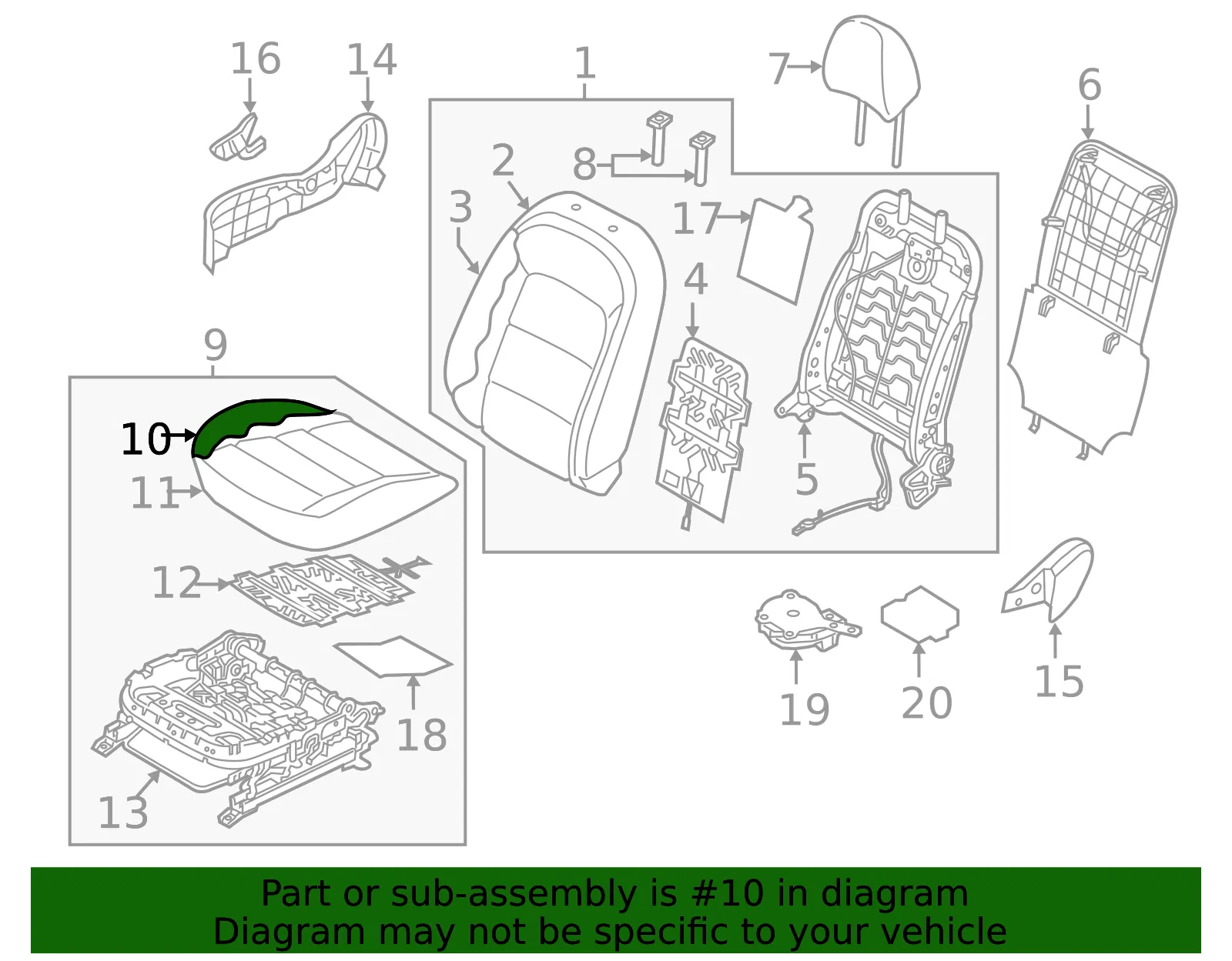 Cushion Assembly - Kia (88200-B0900K5L) - view 2