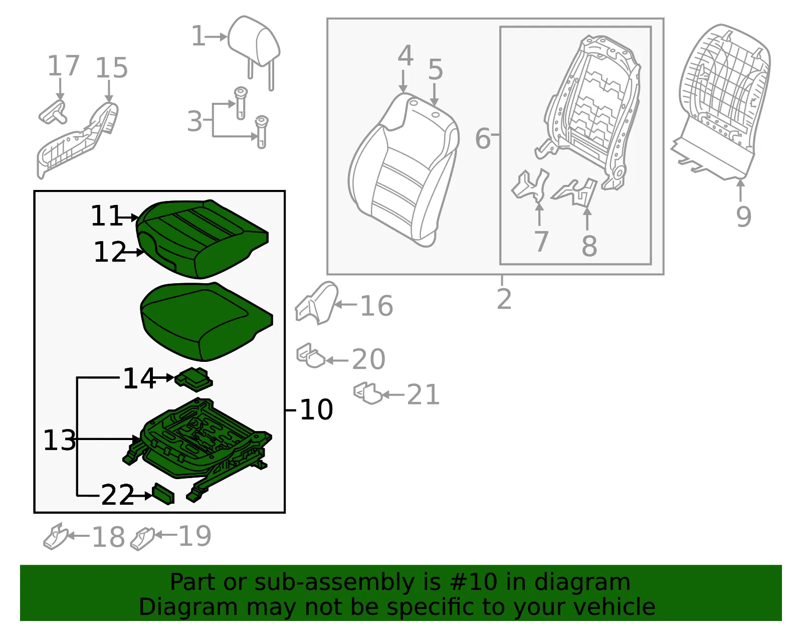 Cushion Assembly - Kia (88200-C6510C61) - view 2