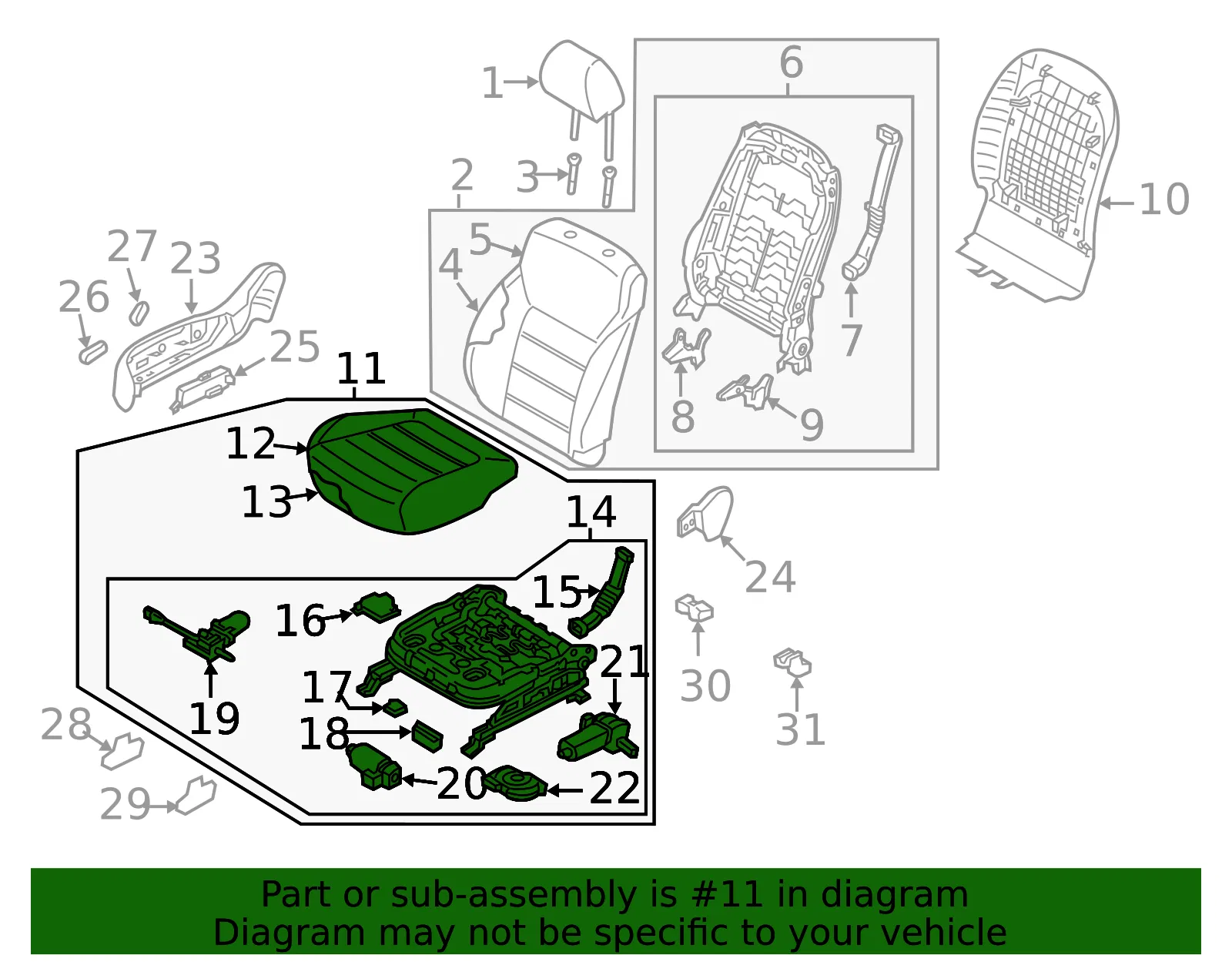 Cushion Assembly - Kia (88200-C6520C76) - view 2
