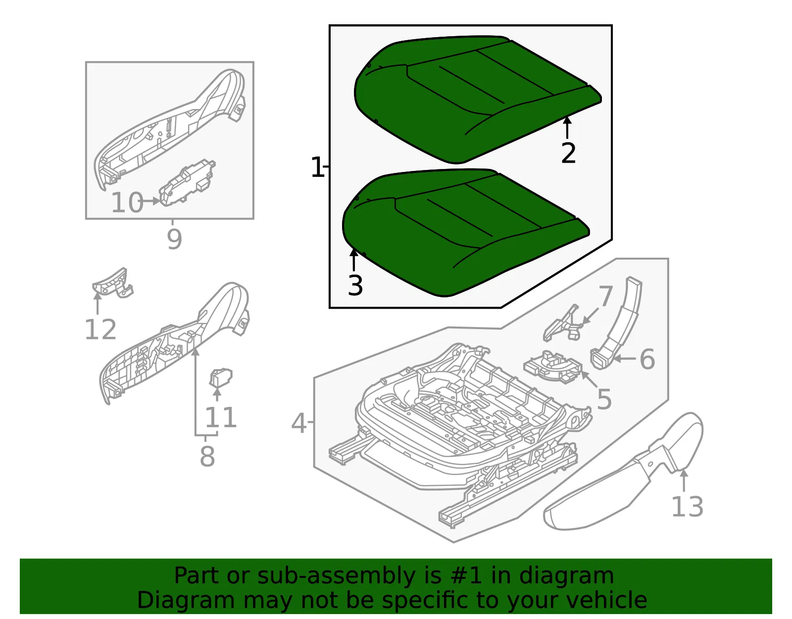 Cushion Assembly - Kia (88200-CV420CWL) - view 2