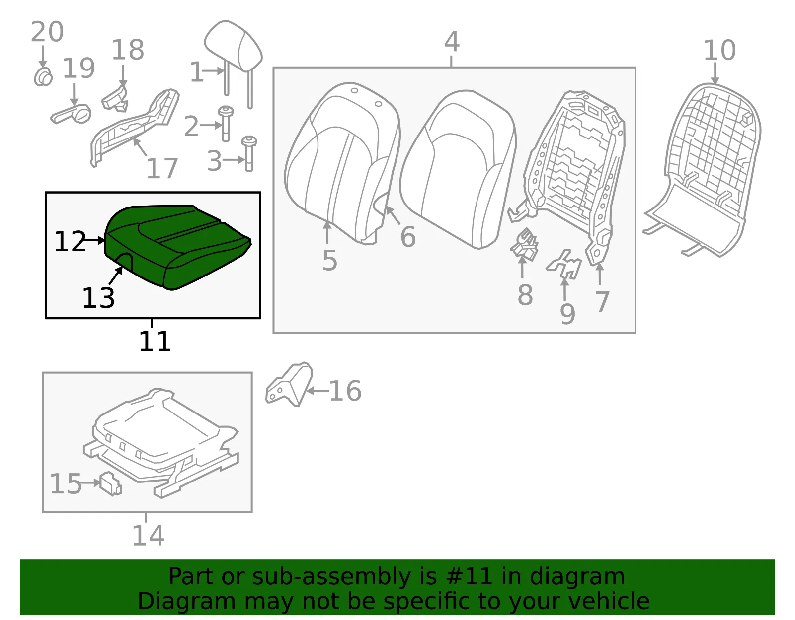 Cushion Assembly - Kia (88200-D5052H2S) - view 2