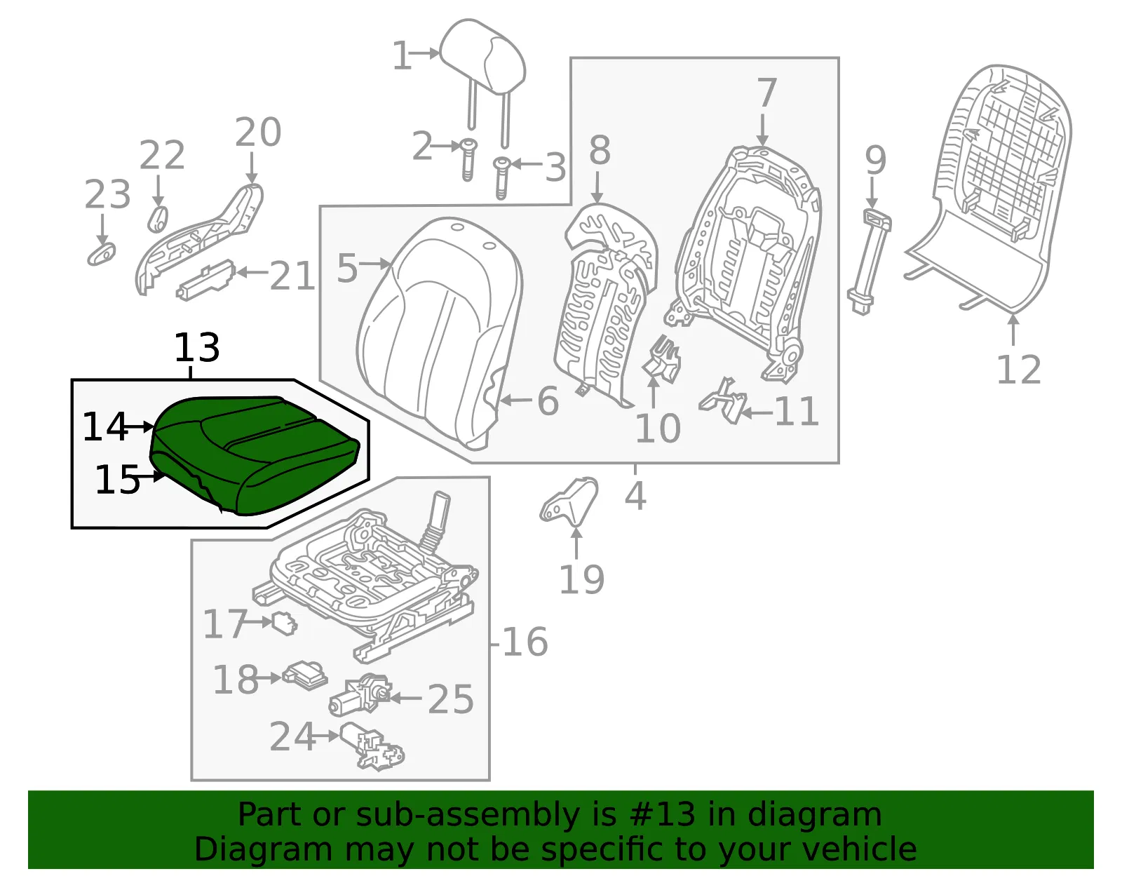 Cushion Assembly - Kia (88200-D5570G3E) - view 2