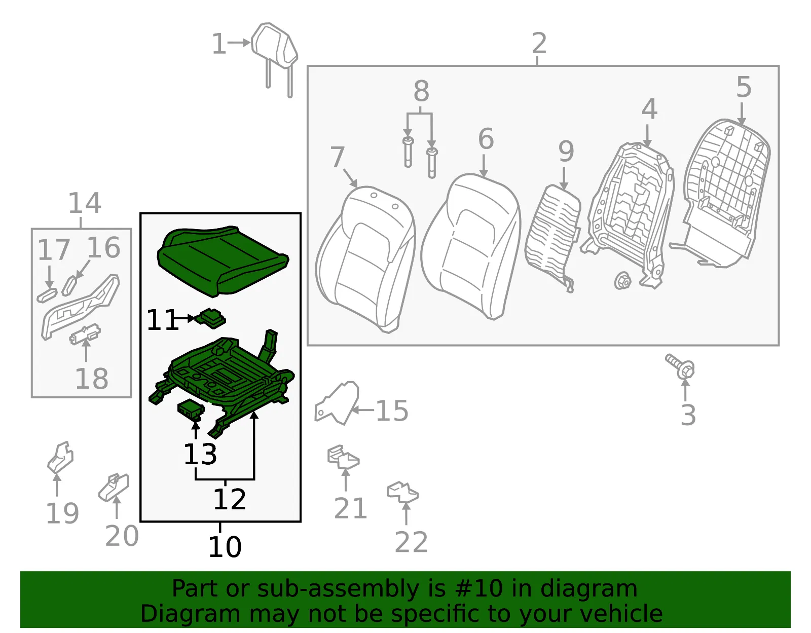 Cushion Assembly - Kia (88200-D9541BGS) - view 2