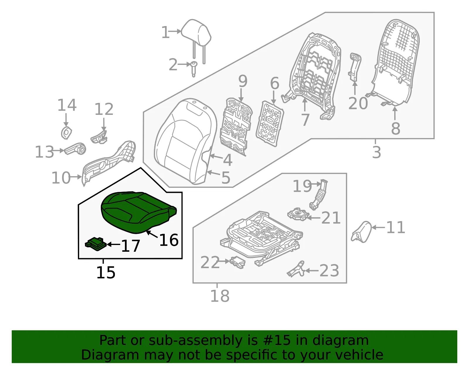 Cushion Assembly - Kia (88200-G5491AY7) - view 2