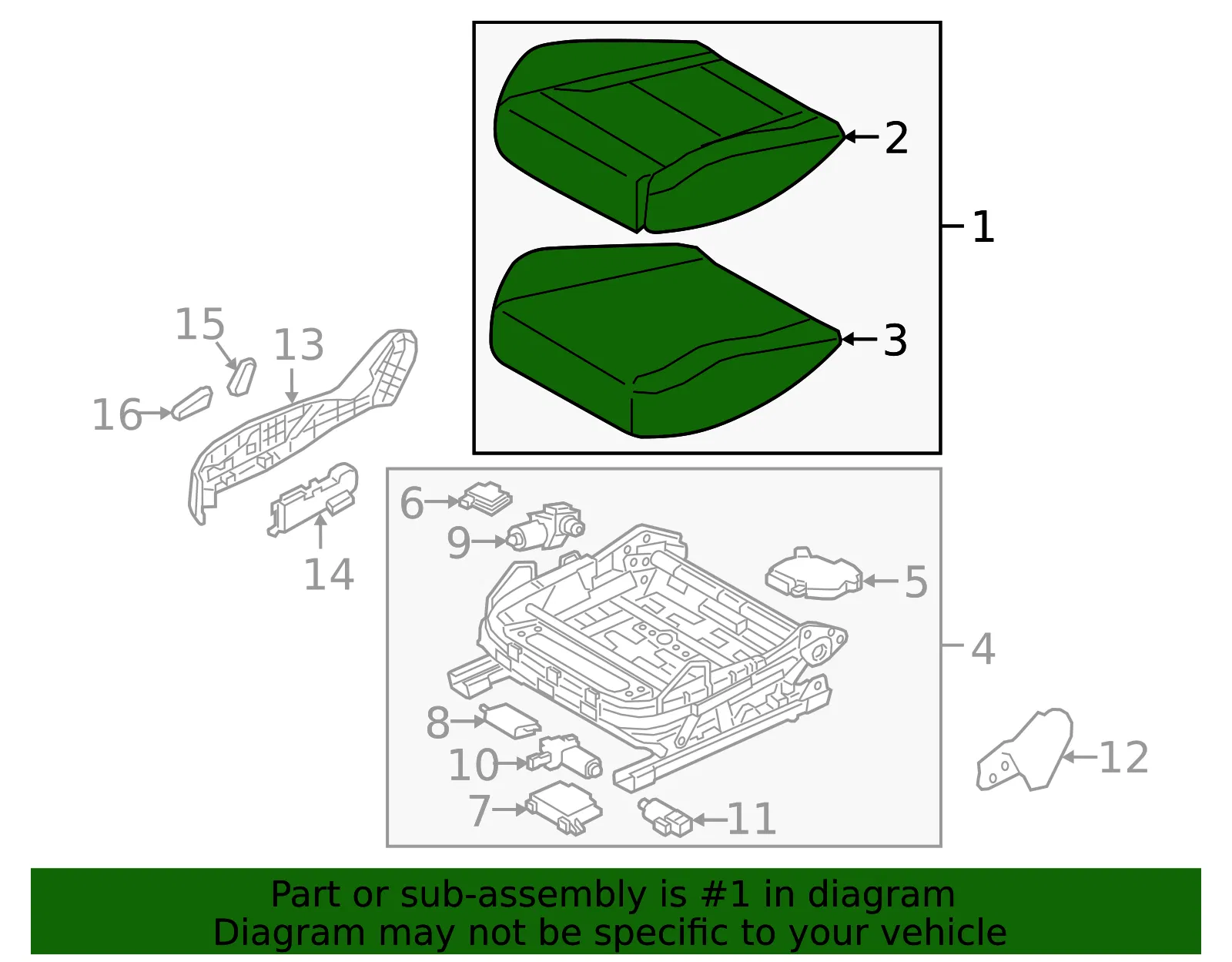 Cushion Assembly - Kia (88200-J5100CKS) - view 2