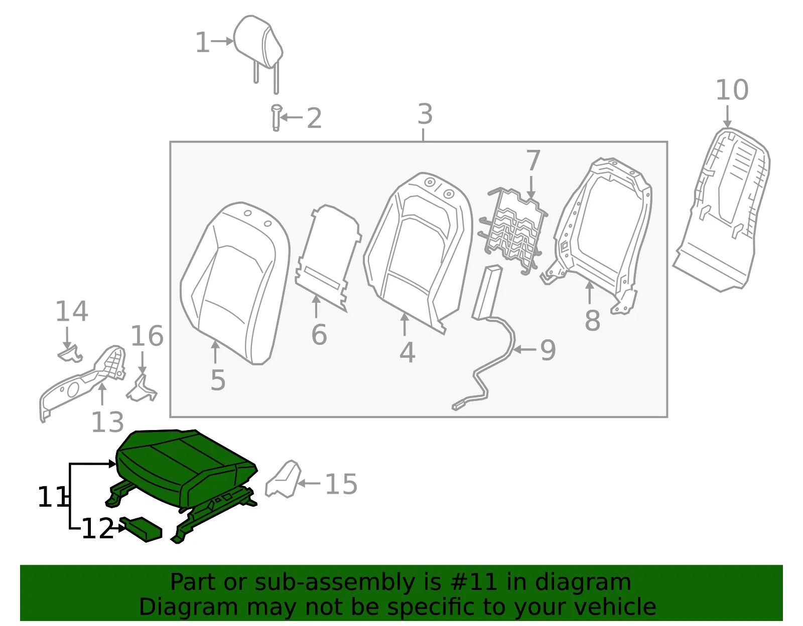 Cushion Assembly - Kia (88200-K0BB0SV8) - view 2