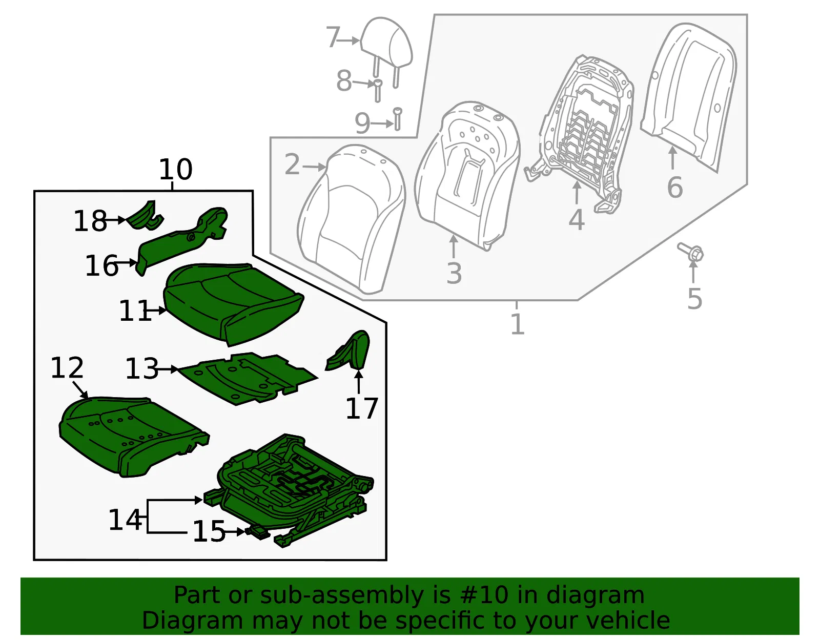 Cushion Assembly - Kia (88200-M7410B6P) - view 2