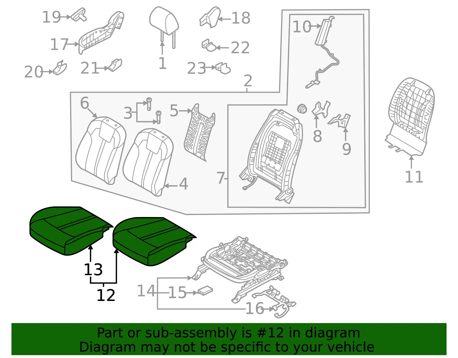 Cushion Assembly - Kia (88200-P2015MRU) - view 2