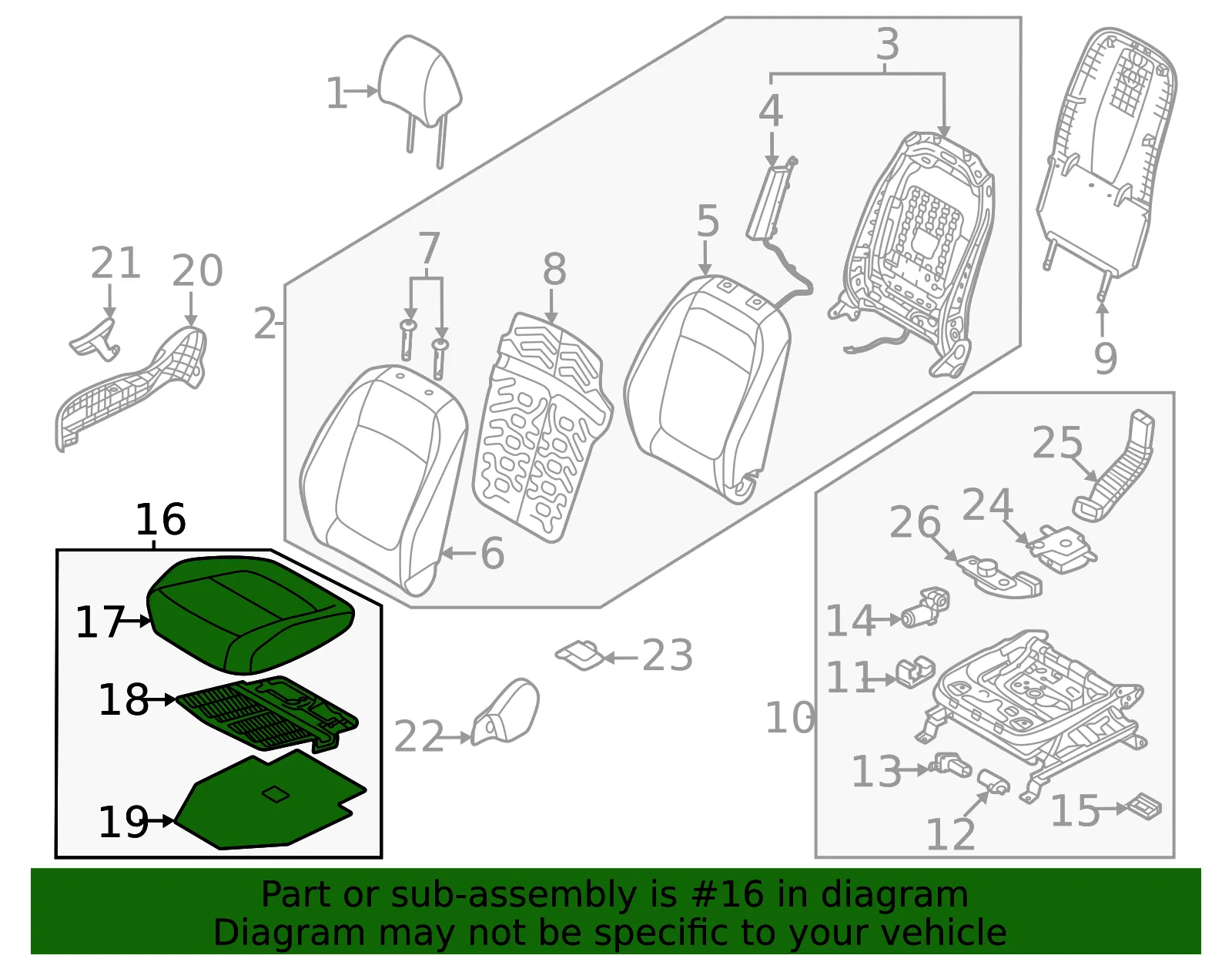 Cushion Assembly - Kia (88200-Q5HD0AXA) - view 2