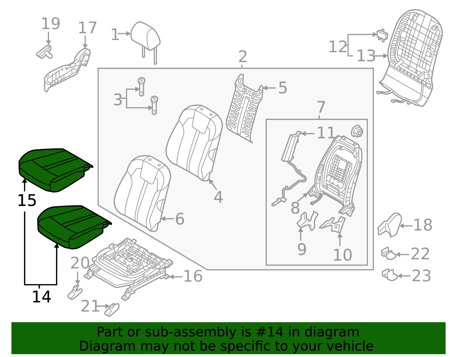 Cushion Assembly - Kia (88200-R5000MDQ) - view 2