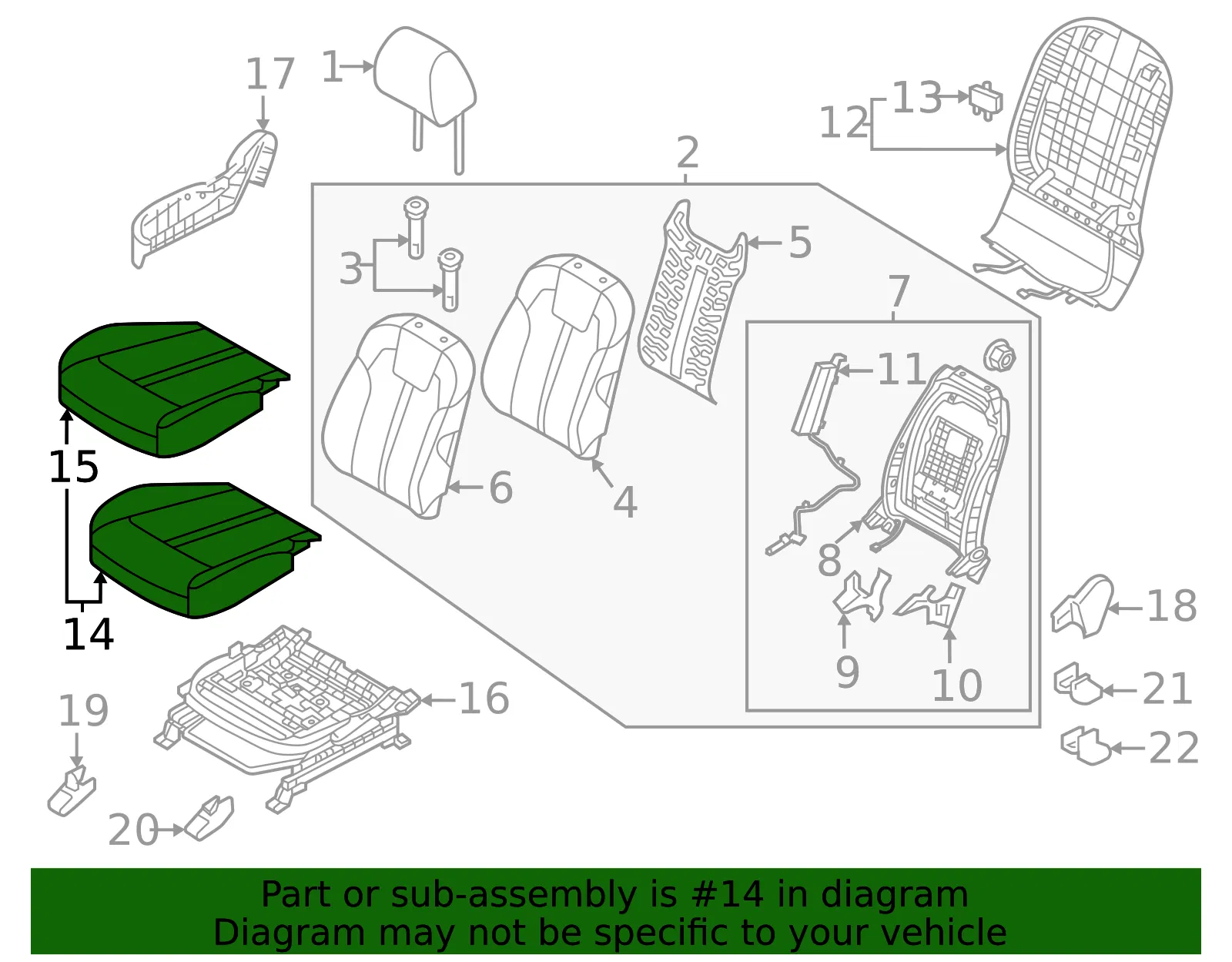Cushion Assembly - Kia (88200-R5145MRL) - view 2