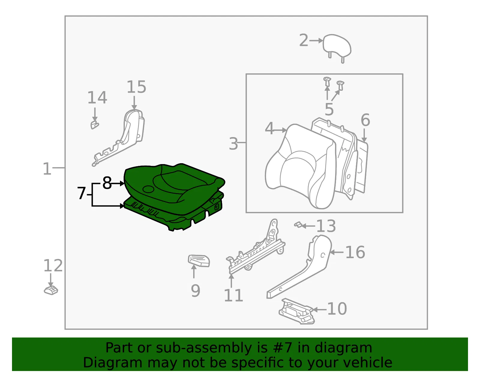 Cushion Assembly - Kia (88201-3C011BTF) - view 2
