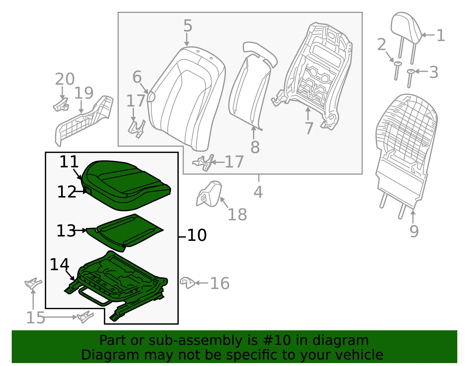 Cushion Assembly - Kia (88203-2T320AN4) - view 2