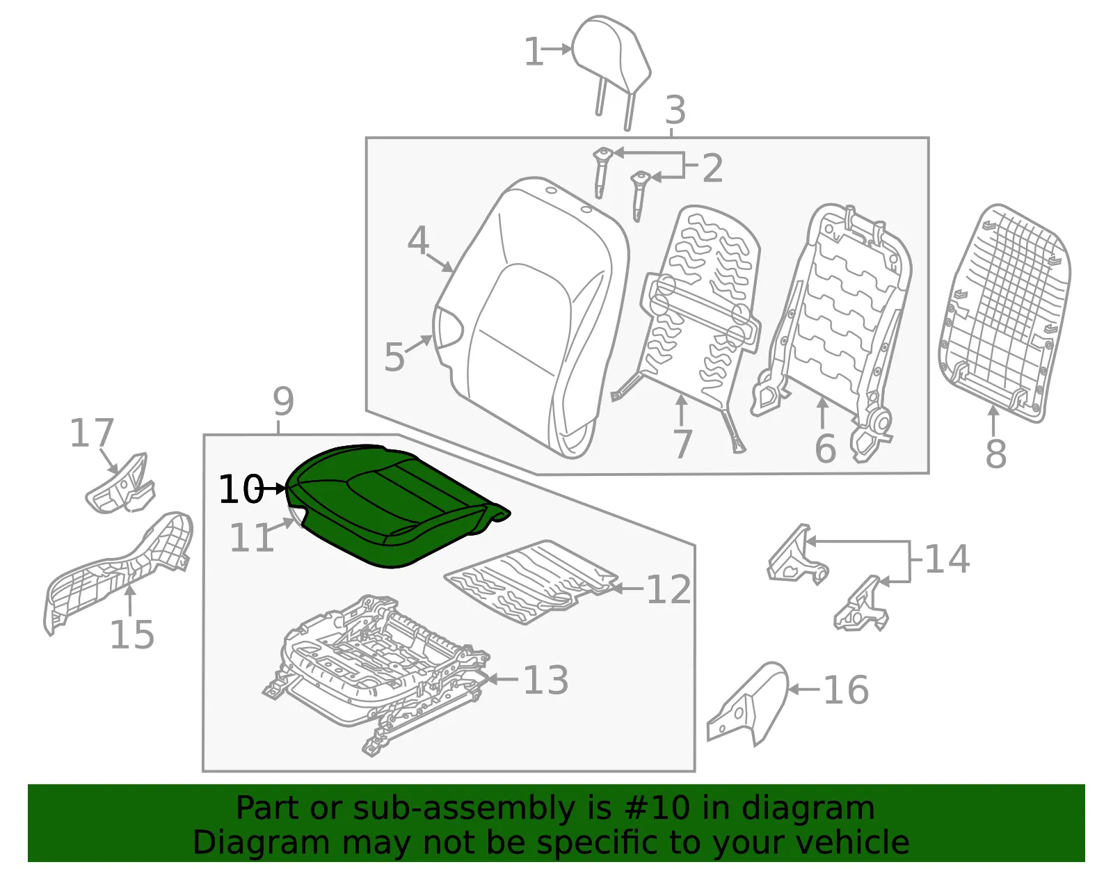 Cushion Cover - Kia (88260-1W110BB2) - view 2