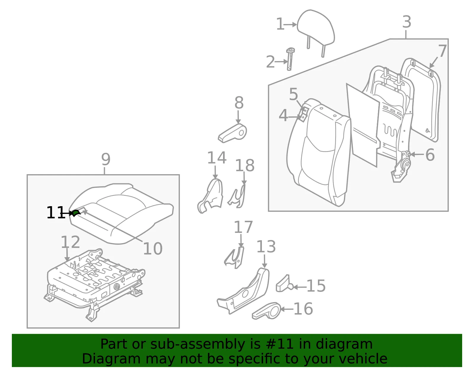 Cushion Cover - Passenger Side (RH) - Kia (88260-2K003BHC) - view 2