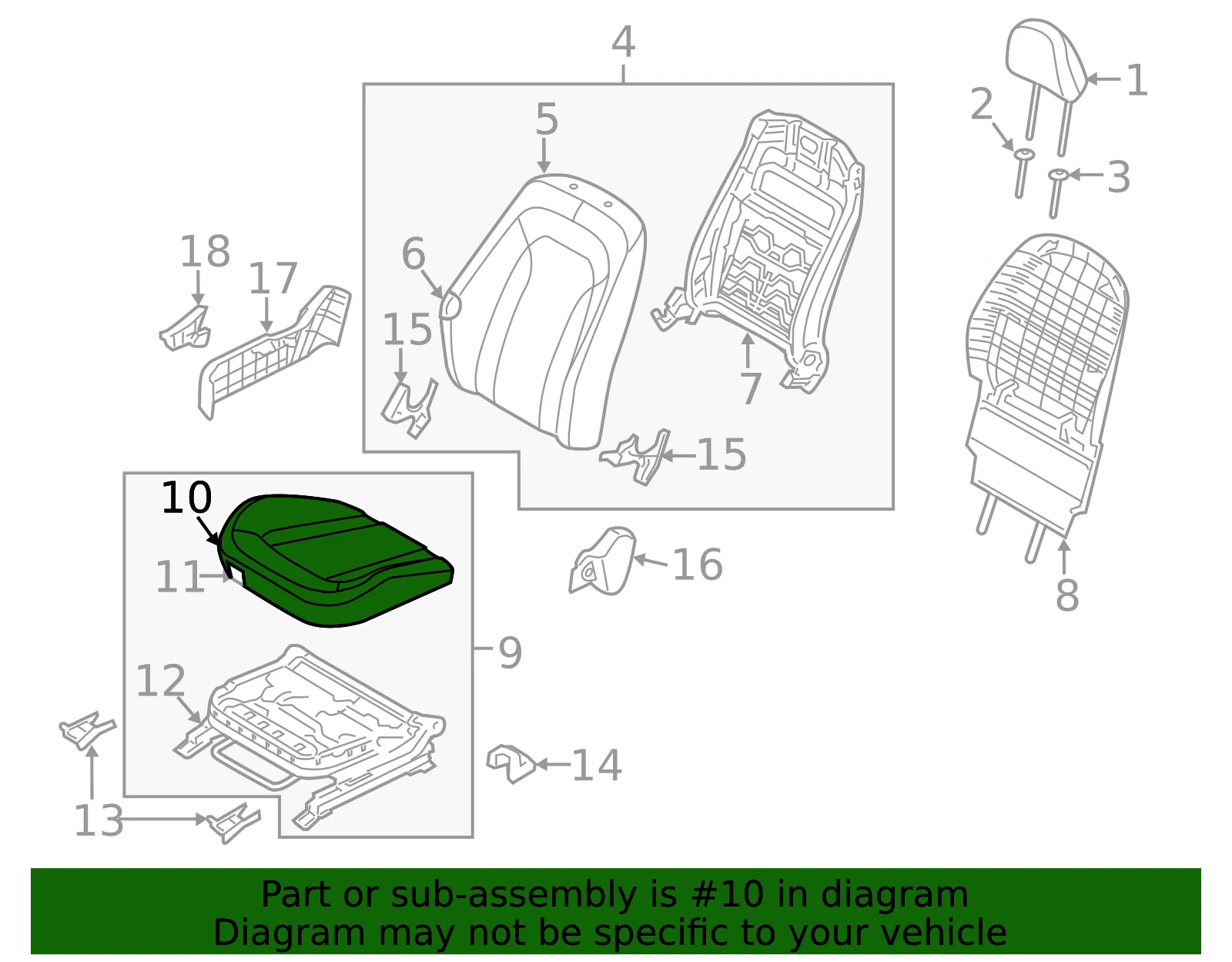 Cushion Cover - Kia (88260-2T010AK8) - view 2