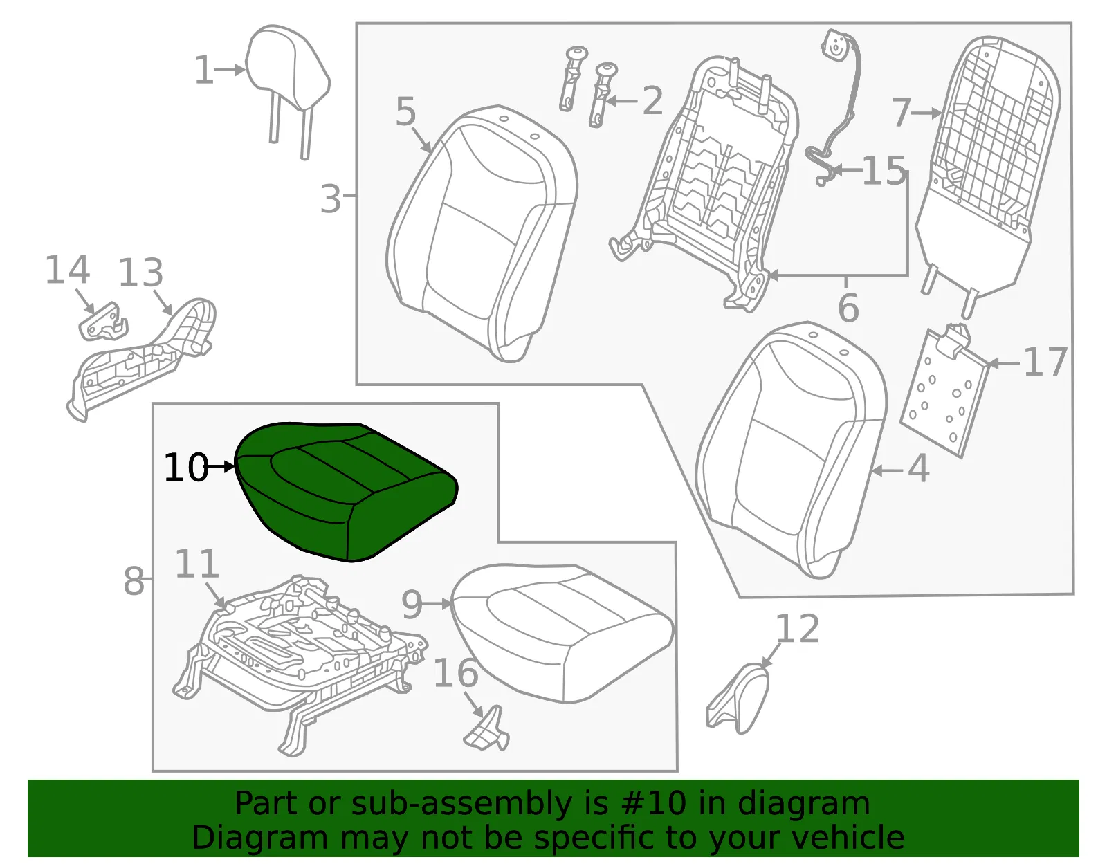 Cushion Cover - Passenger Side (RH) - Kia (88260-E4040ASK) - view 2