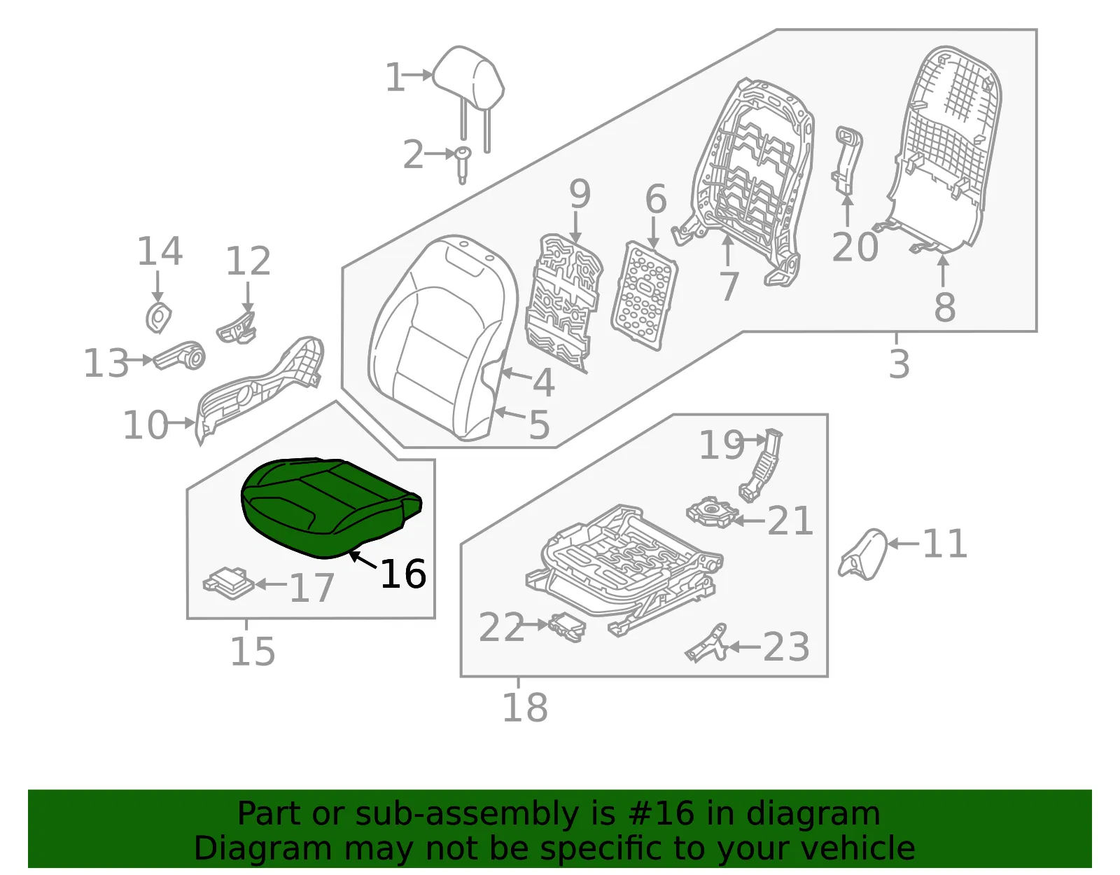 Cushion Cover - Passenger Side (RH) - Kia (88260-G5010AY6) - view 2