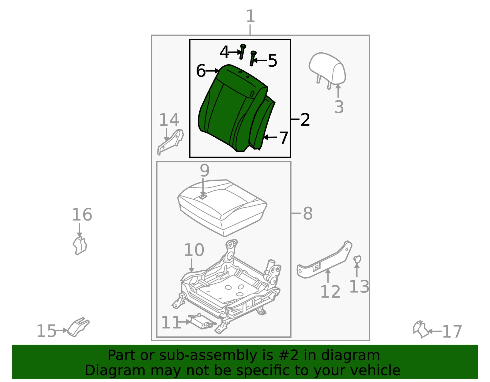 Seat Back Assembly - Kia (88300-3F300NF3) - view 2