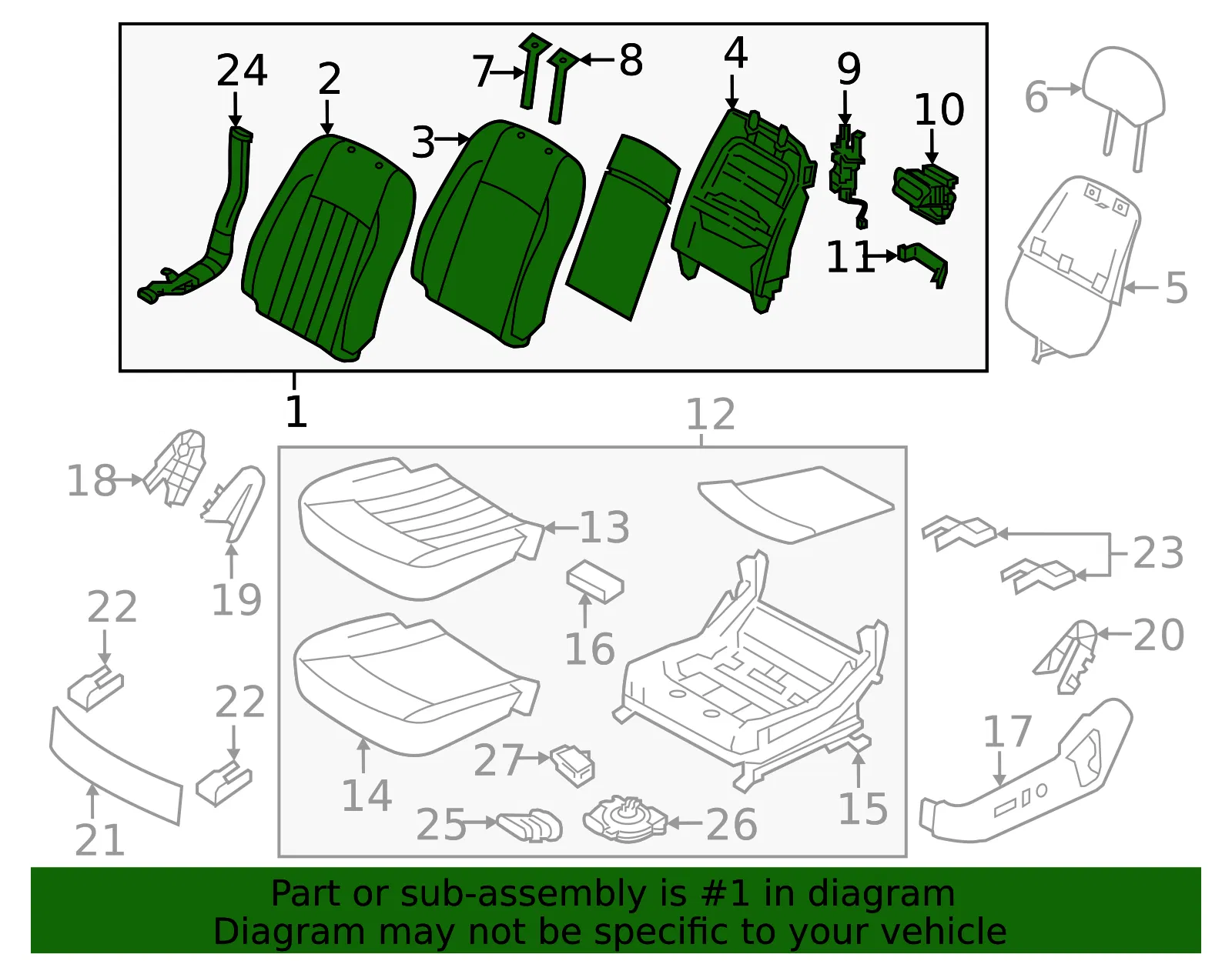 Seat Back Assembly - Kia (88300-3T620KBG) - view 2