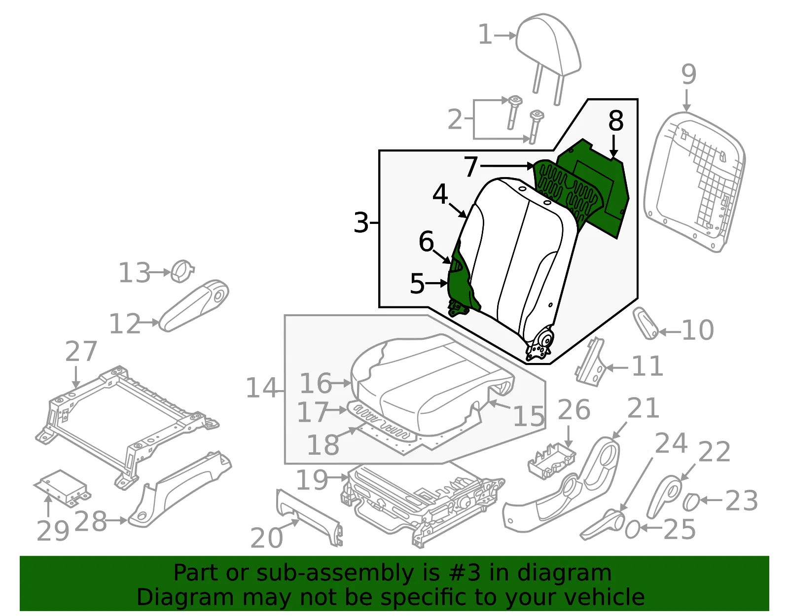 Seat Back Assembly - Kia (88300-4D275AGX) - view 2