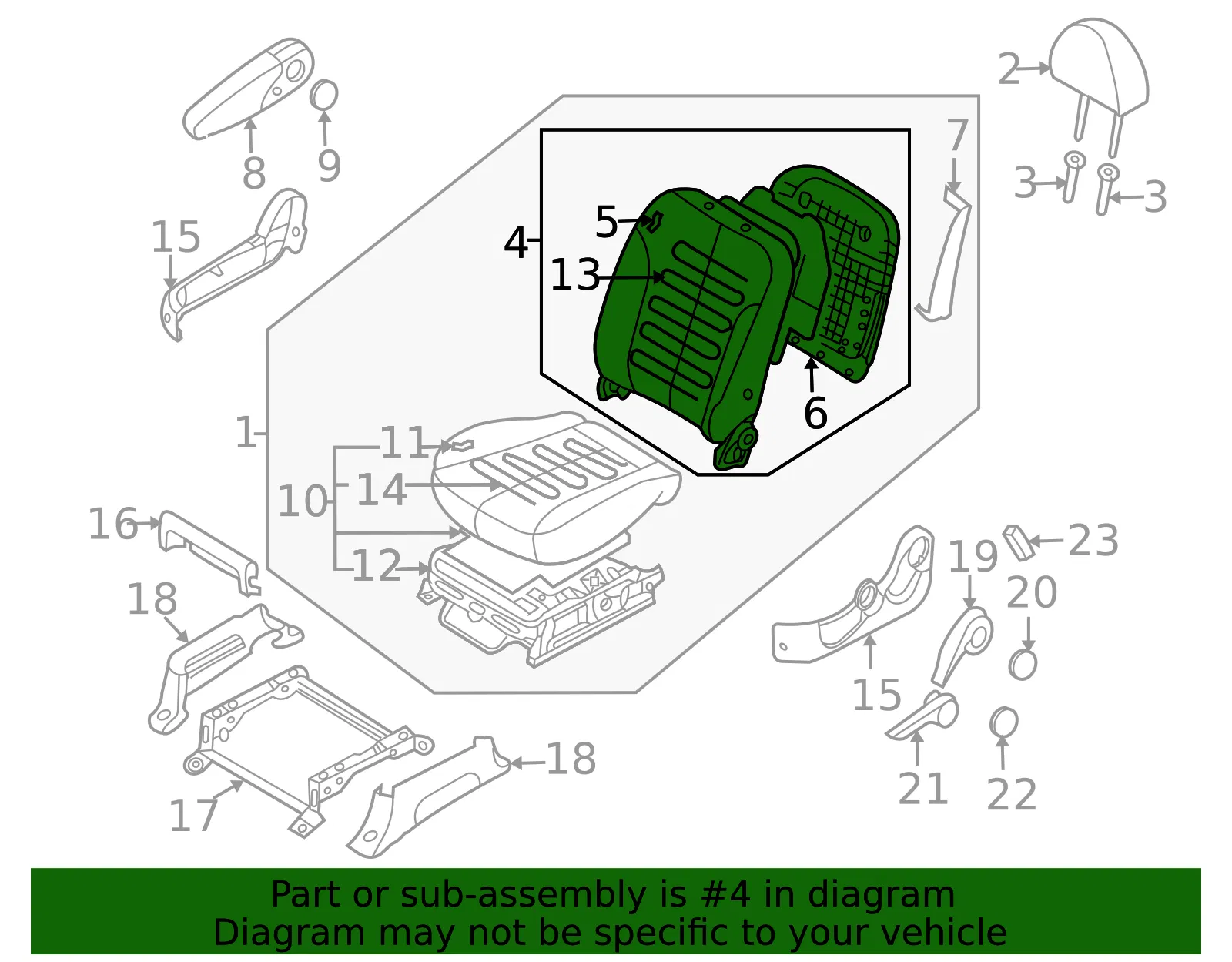 Seat Back Assembly - Kia (88300-4D344CS2) - view 2