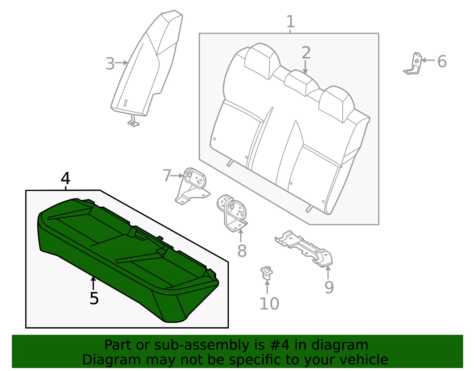 Cushion Assembly - Nissan (88300-5EE0A) - view 2