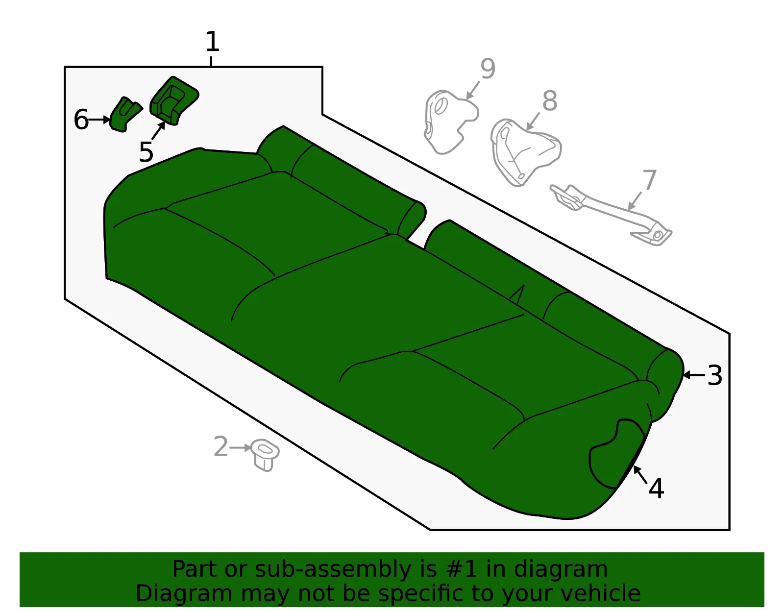 Cushion Assembly - Nissan (88300-6MB0A) - view 2