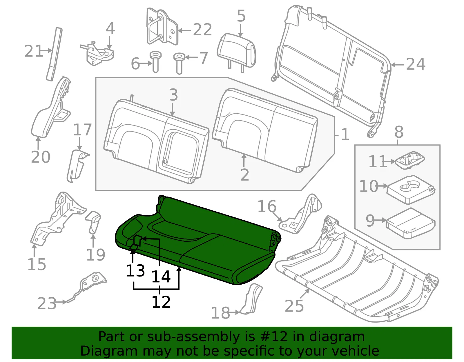 Seat Cushion Foam - Nissan (88300-9BU4C) - view 2
