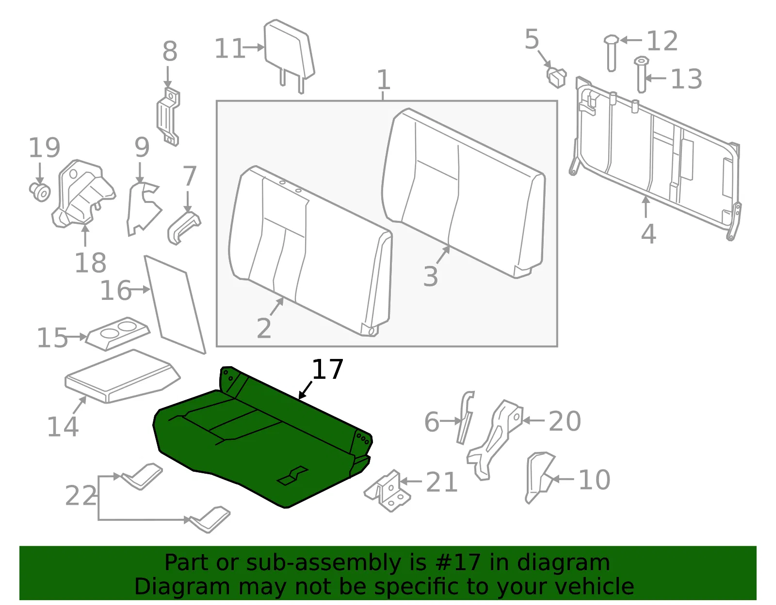 Seat Cushion Foam - Nissan (88300-9FV1D) - view 2