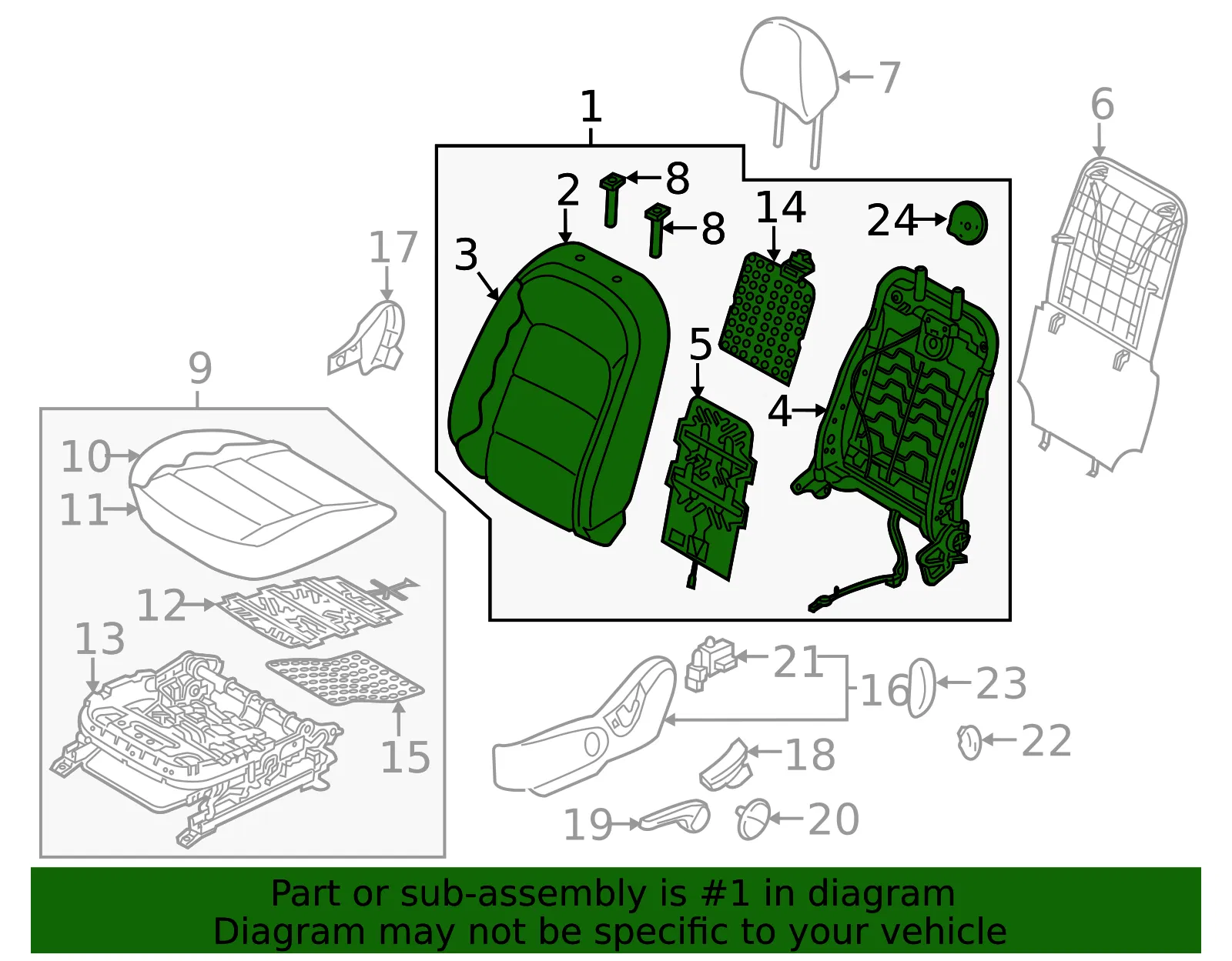 Seat Back Assembly - Kia (88300-A7600K3F) - view 2