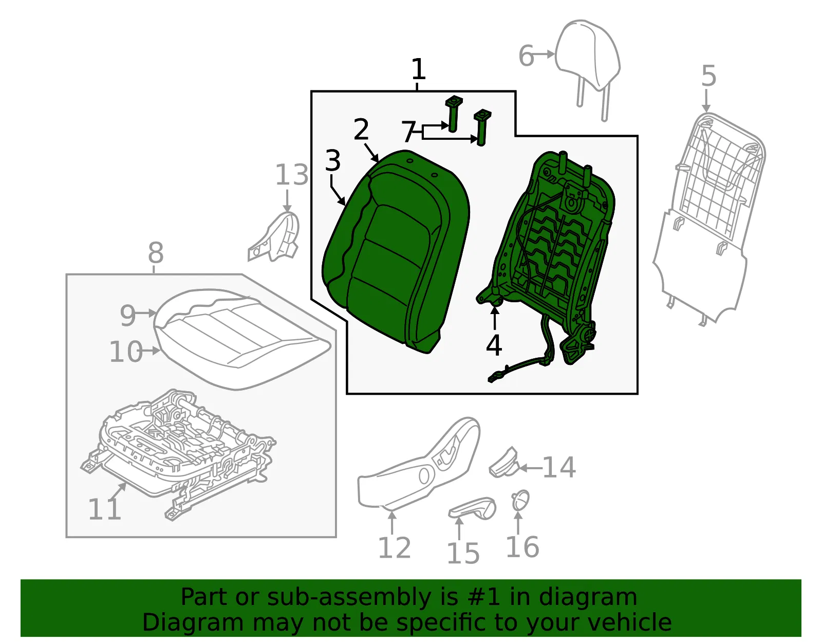 Seat Back Assembly - Kia (88300-A7850K3D) - view 2