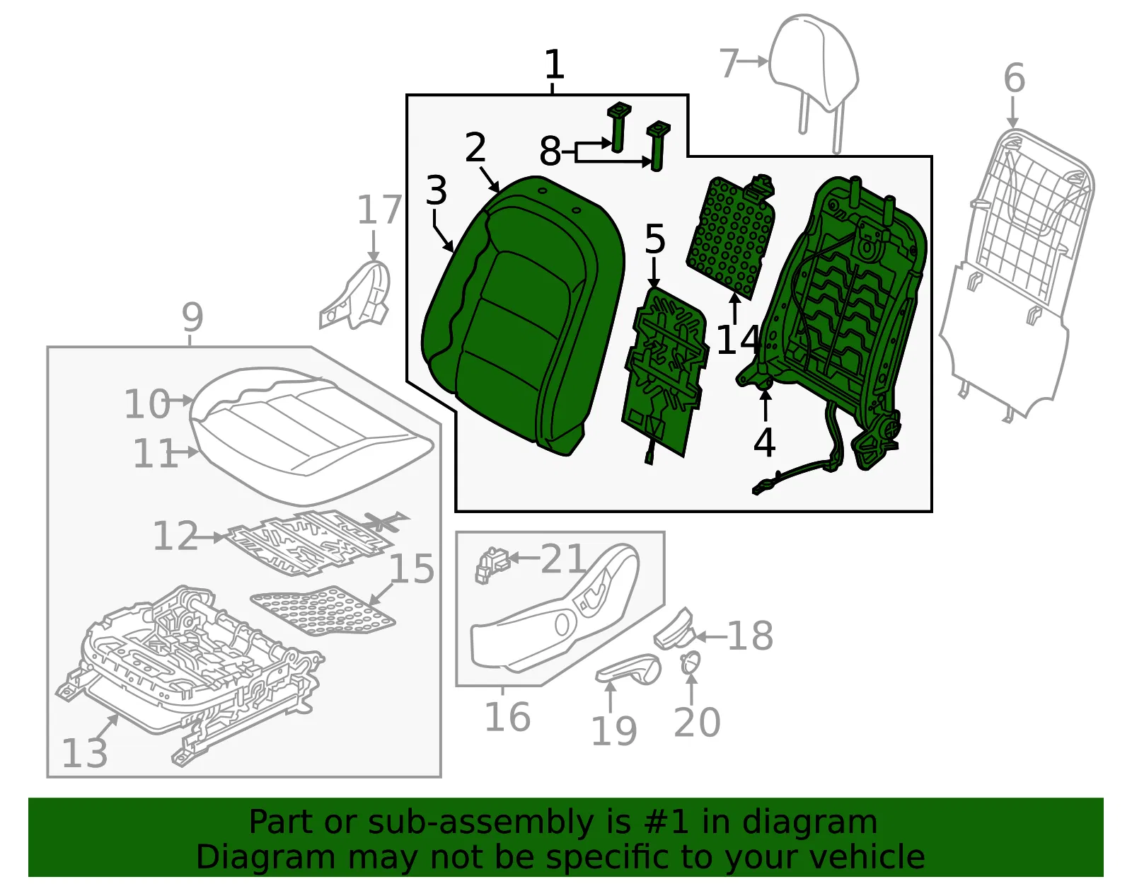 Seat Back Assembly - Kia (88300-A7850K3F) - view 2