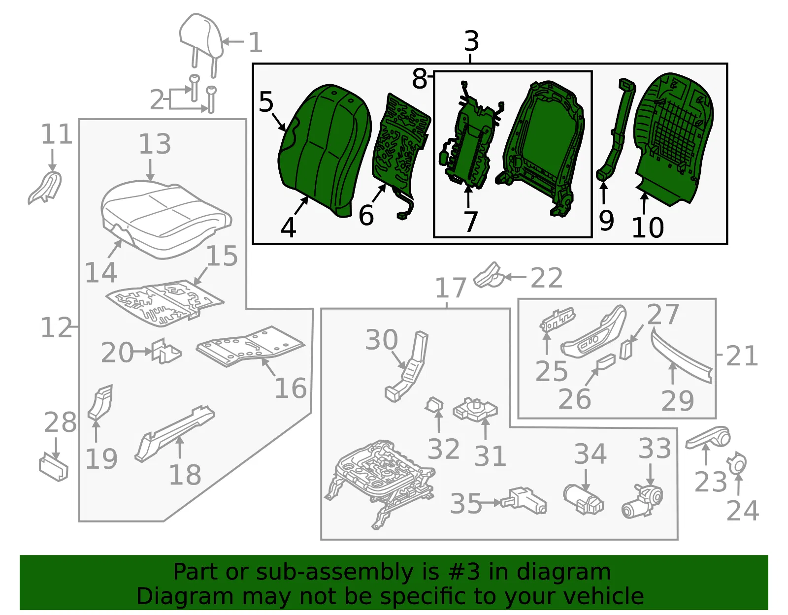 Seat Back Assembly - Kia (88300-A9510DL2) - view 2