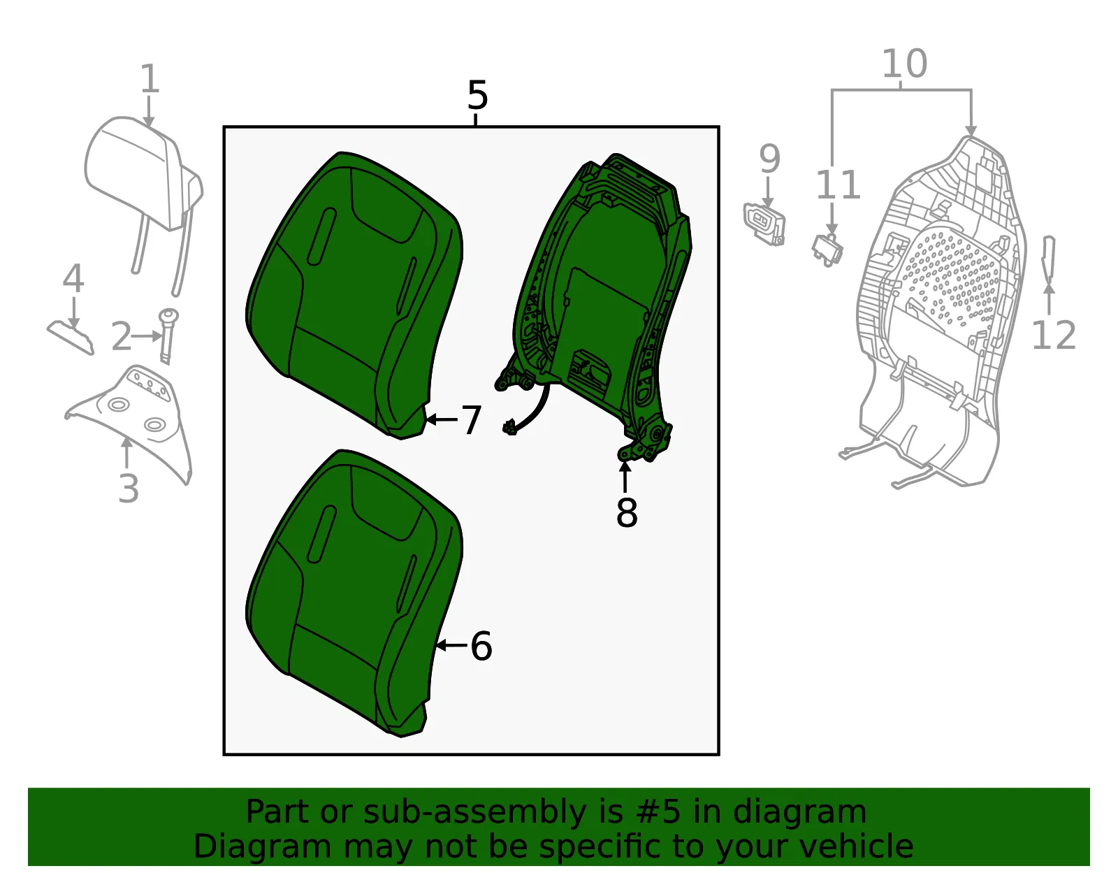 Seat Back Assembly - Kia (88300-CV320CWE) - view 2