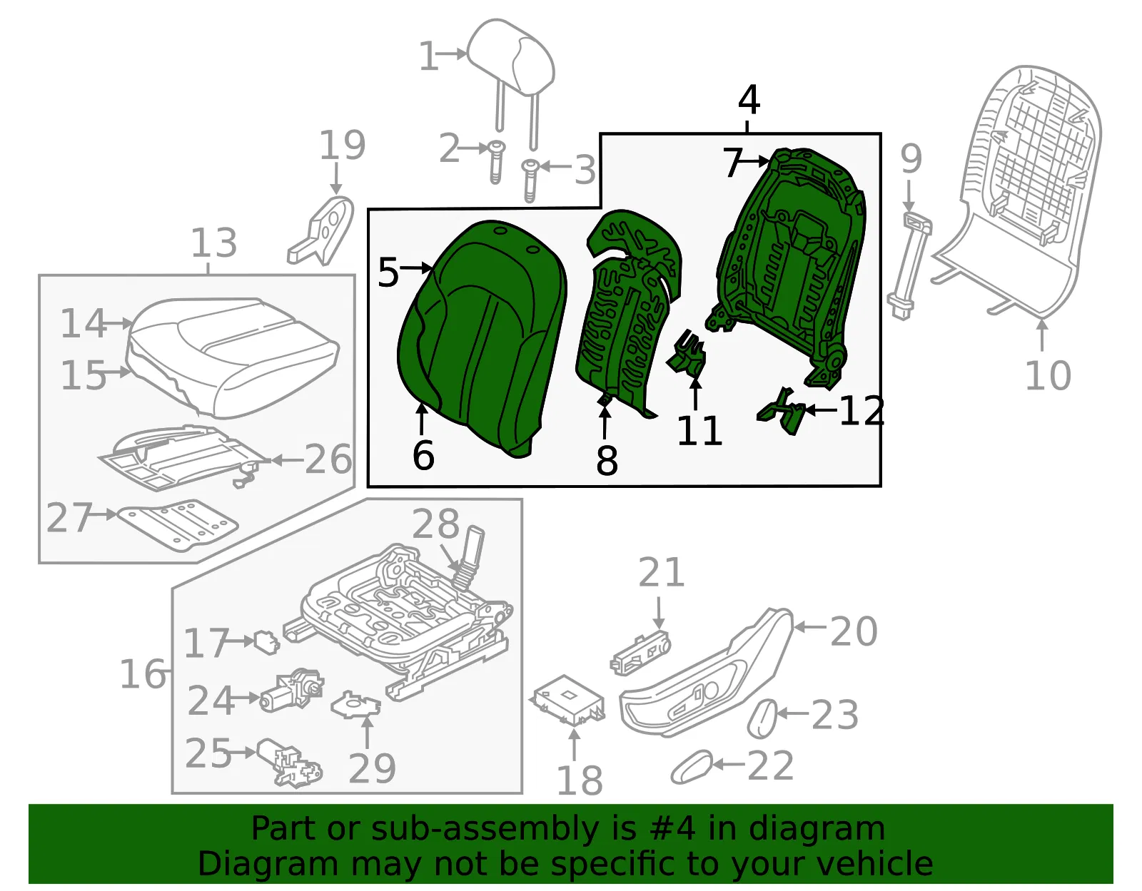 Seat Back Assembly - Kia (88300-D5080G2A) - view 2