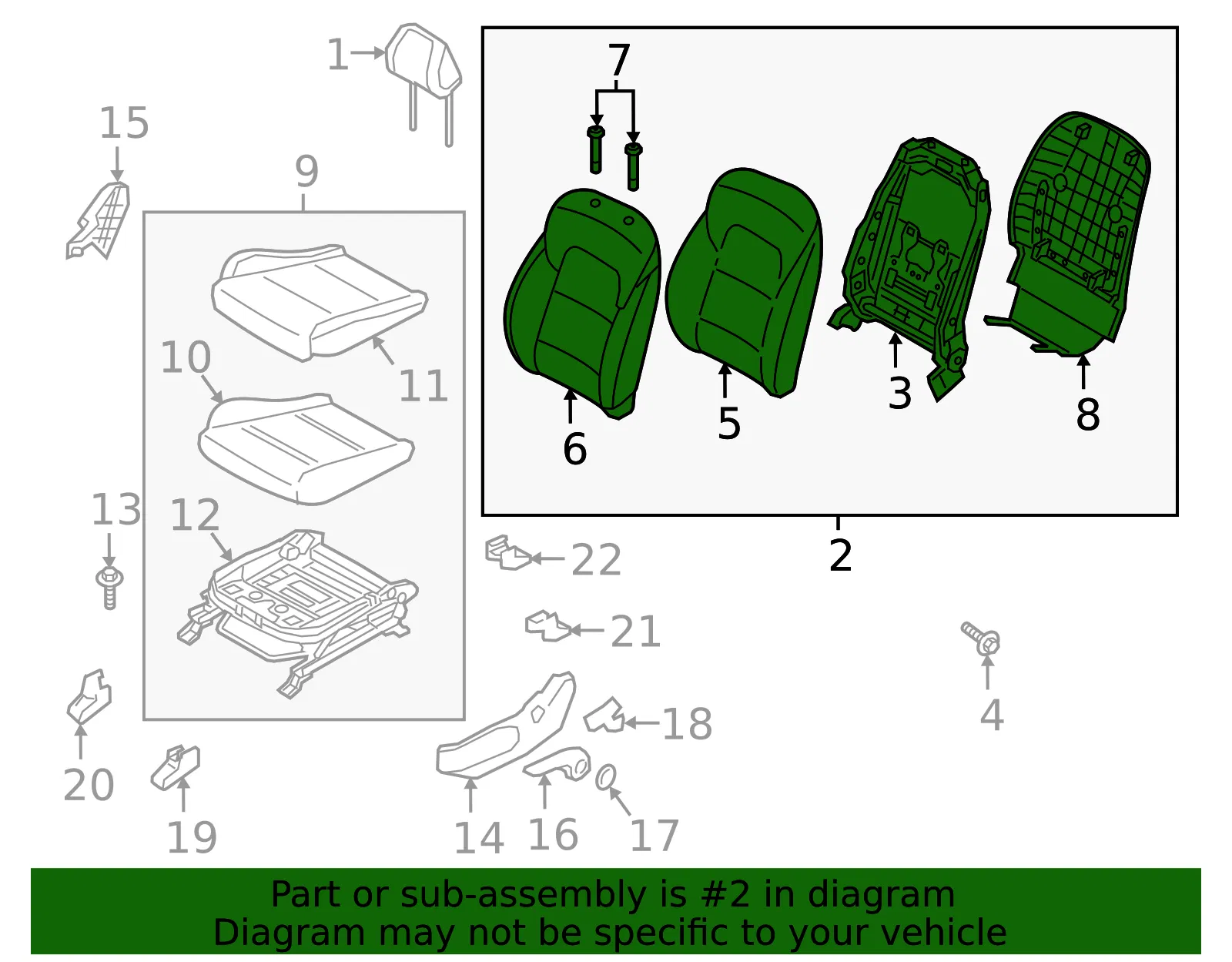 Seat Back Assembly - Kia (88300-D90402AF) - view 2