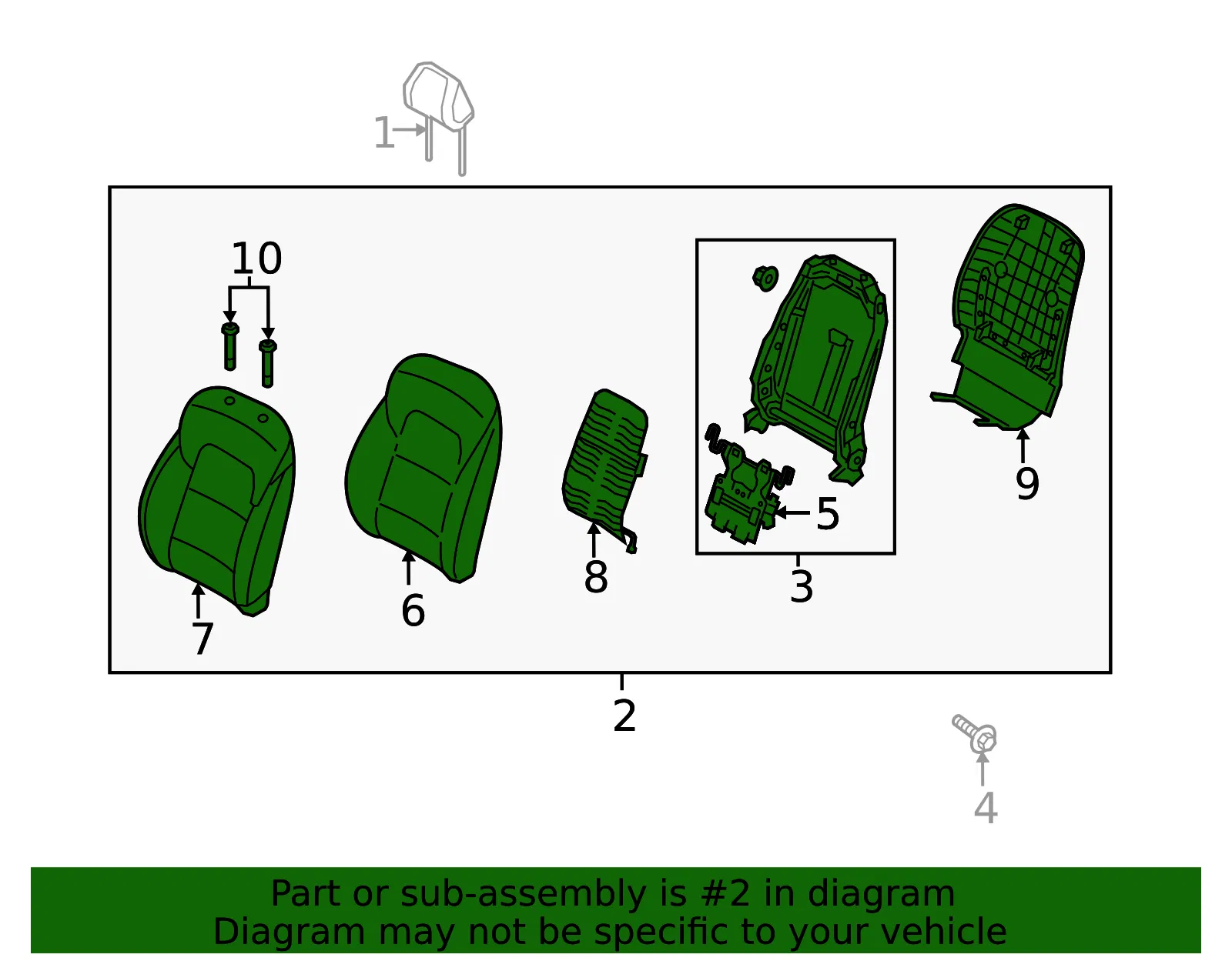 Seat Back Assembly - Kia (88300-D9EC1D9C) - view 2