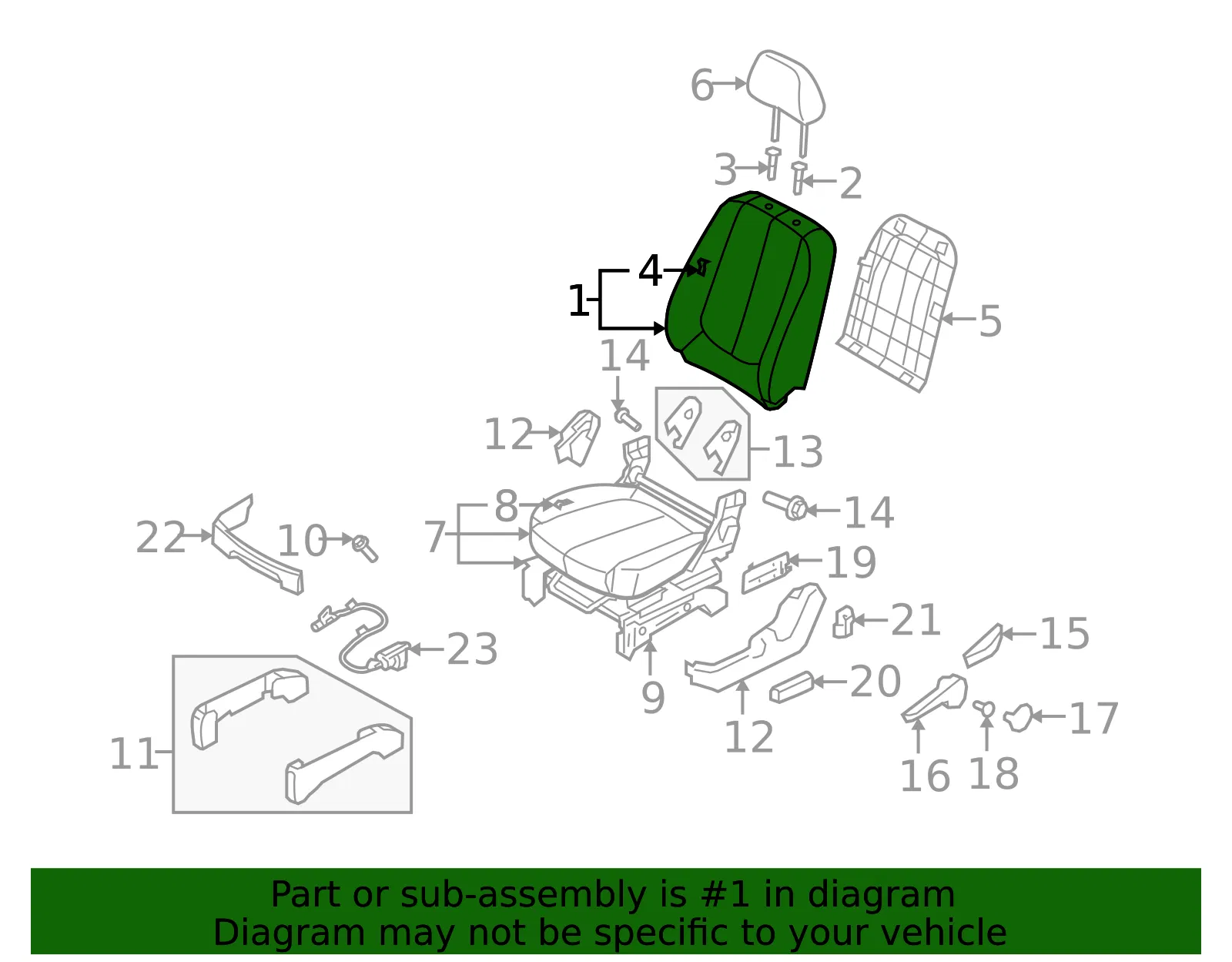 Seat Back Assembly - Kia (88301-1D490464) - view 2