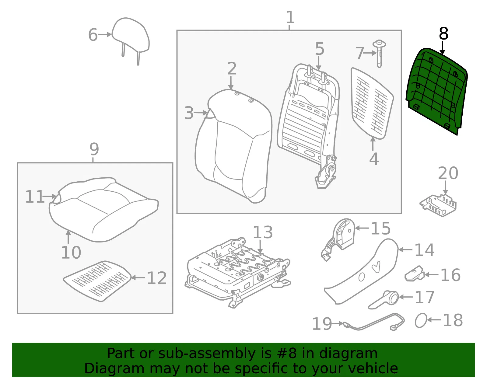 Seat Back Panel - Kia (88301-1M800WK) - view 2