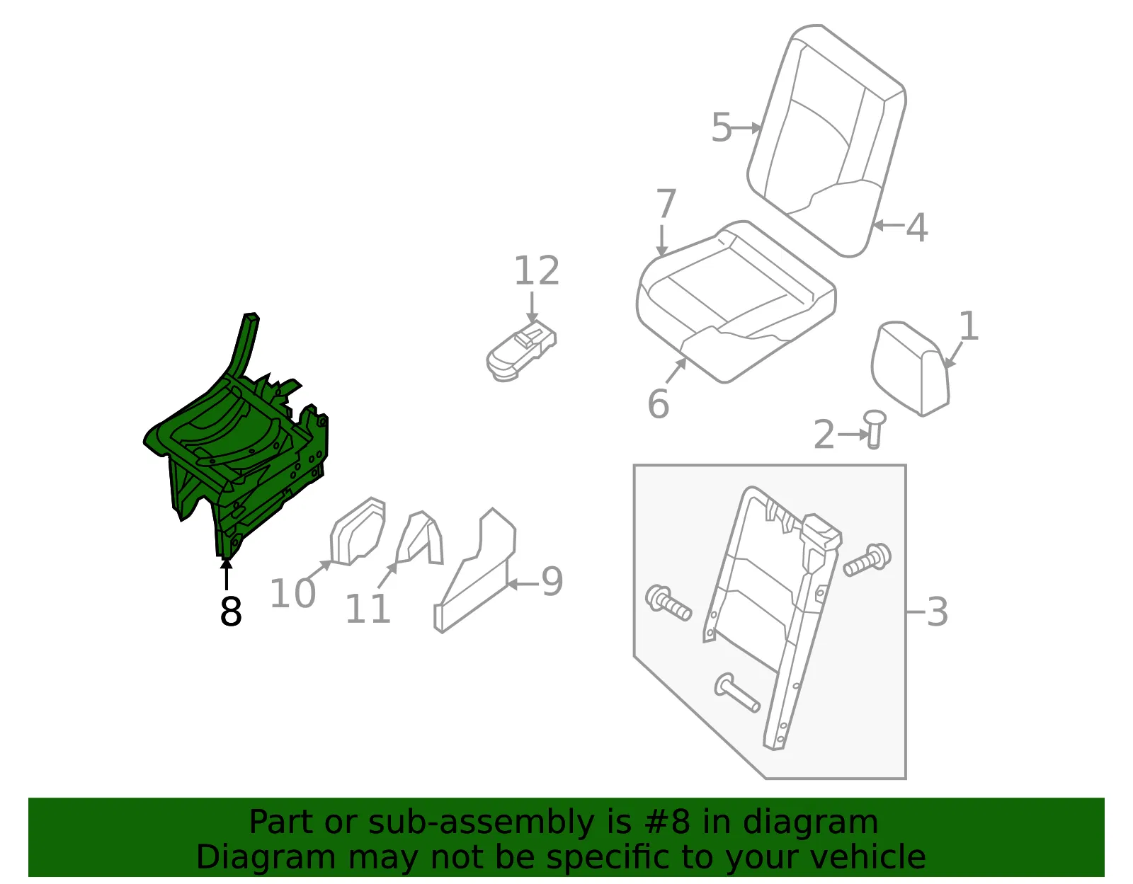 Seat Frame - Nissan (88301-1PC0A) - view 2