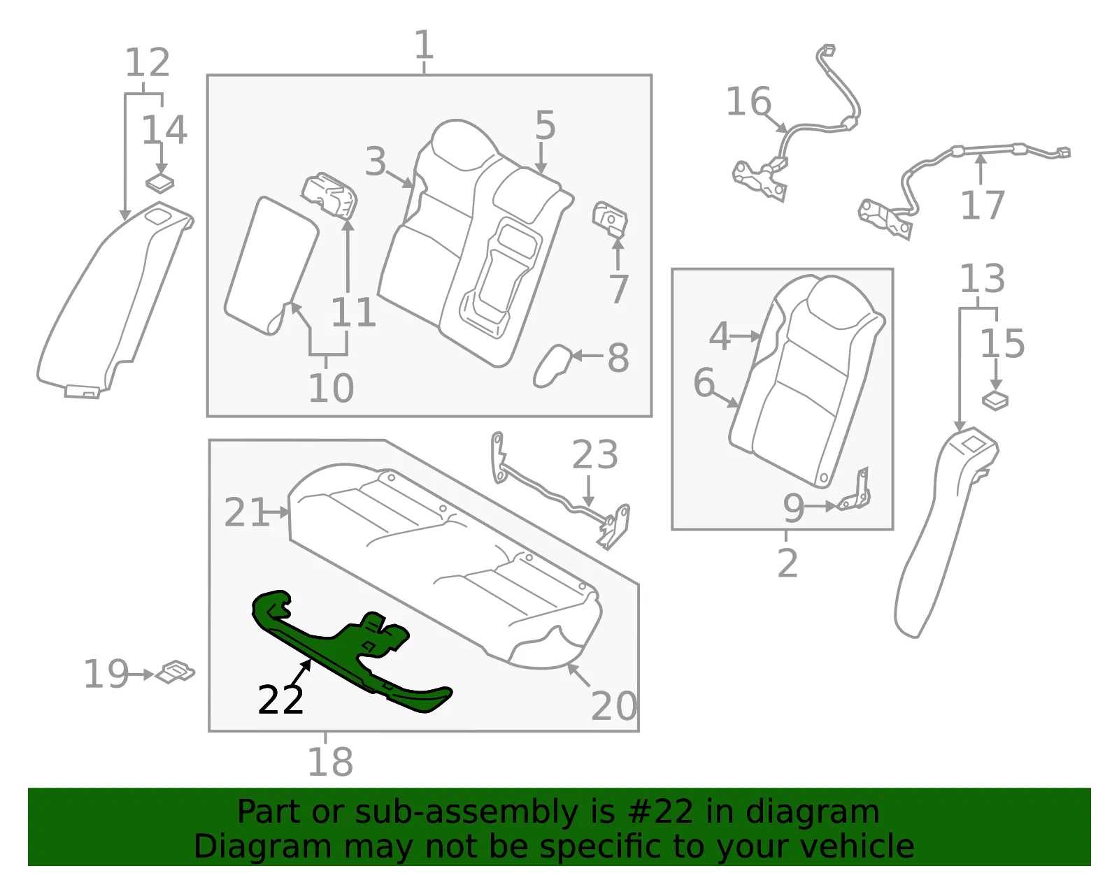 Cushion Frame - Nissan (88301-9HF3A) - view 2