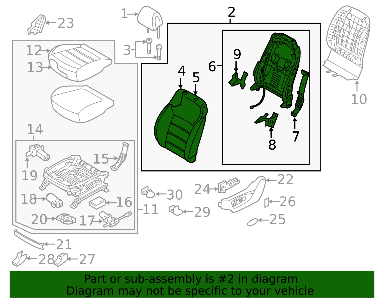 Seat Back Assembly - Kia (88301-C6710C62) - view 2